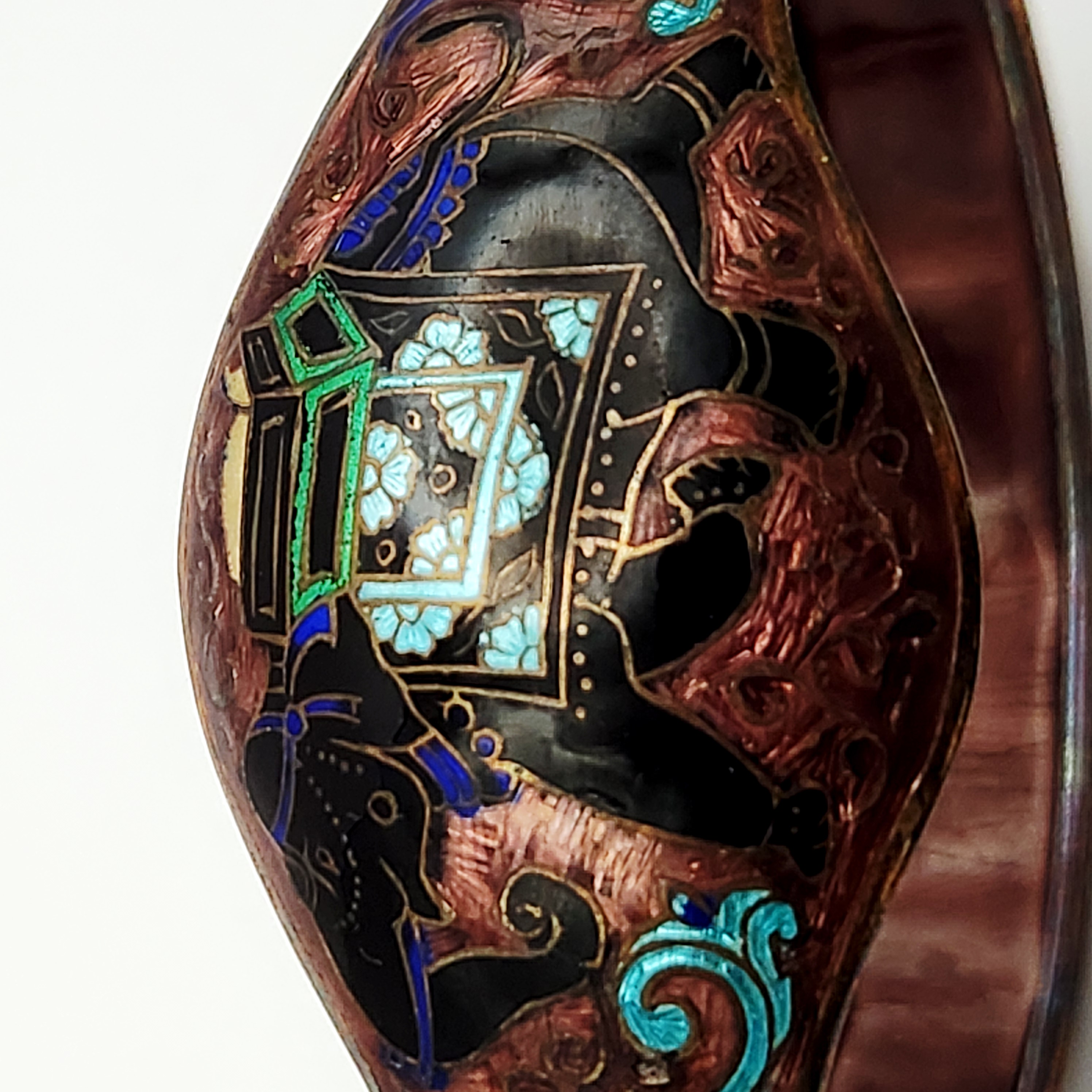 Enamel Elephant Hinged Cuff Bracelet