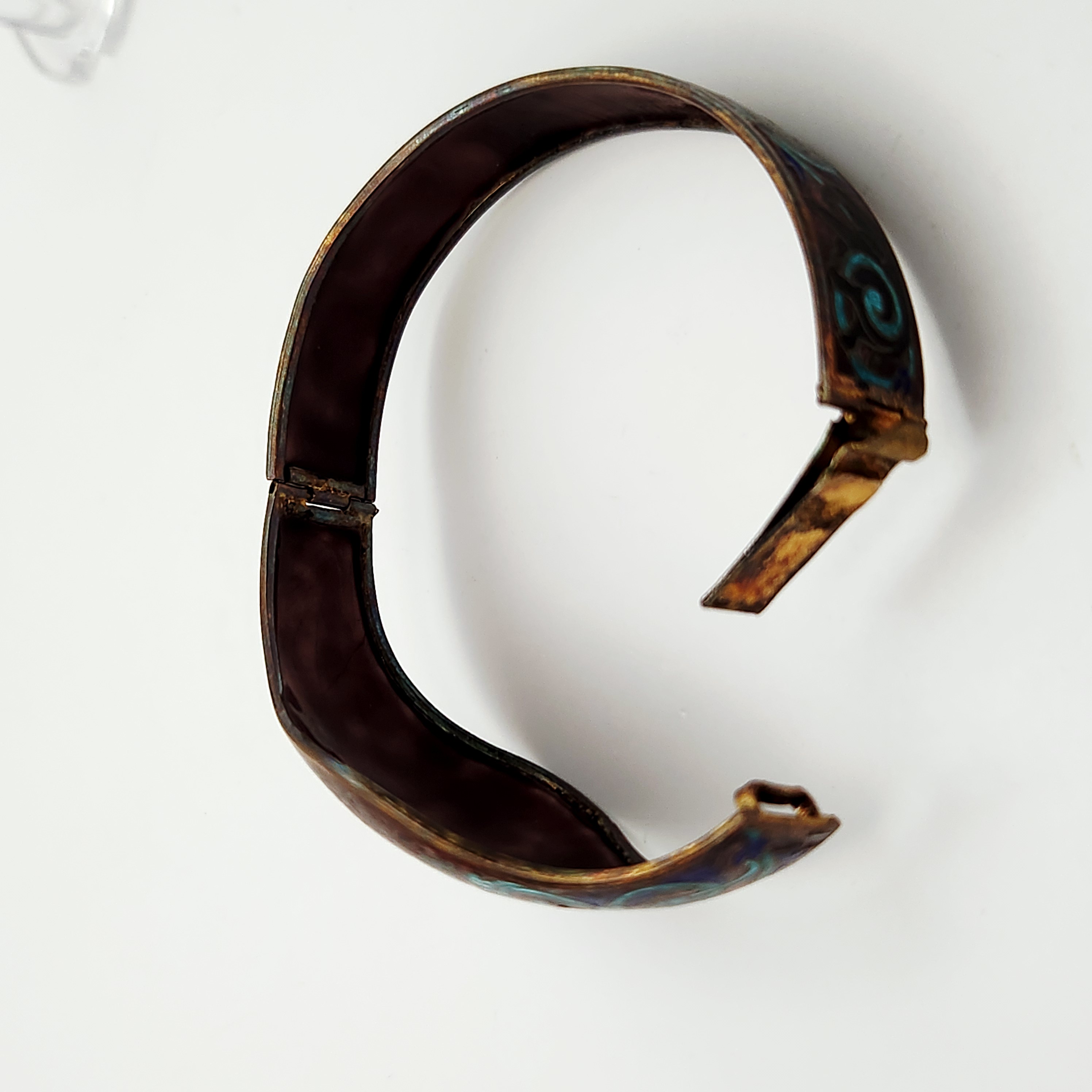 Enamel Elephant Hinged Cuff Bracelet