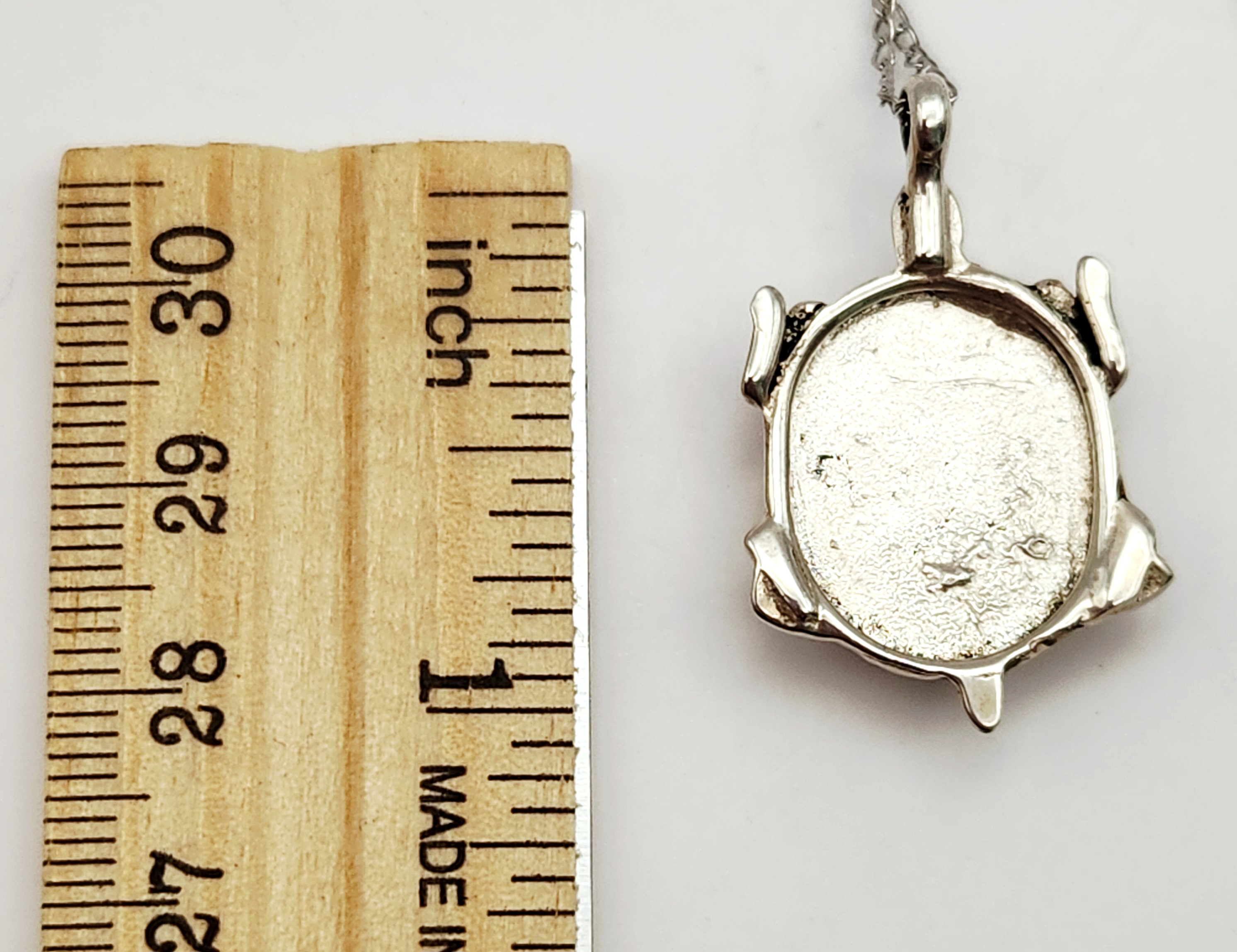 Silver Tone Turtle Inlay Necklace