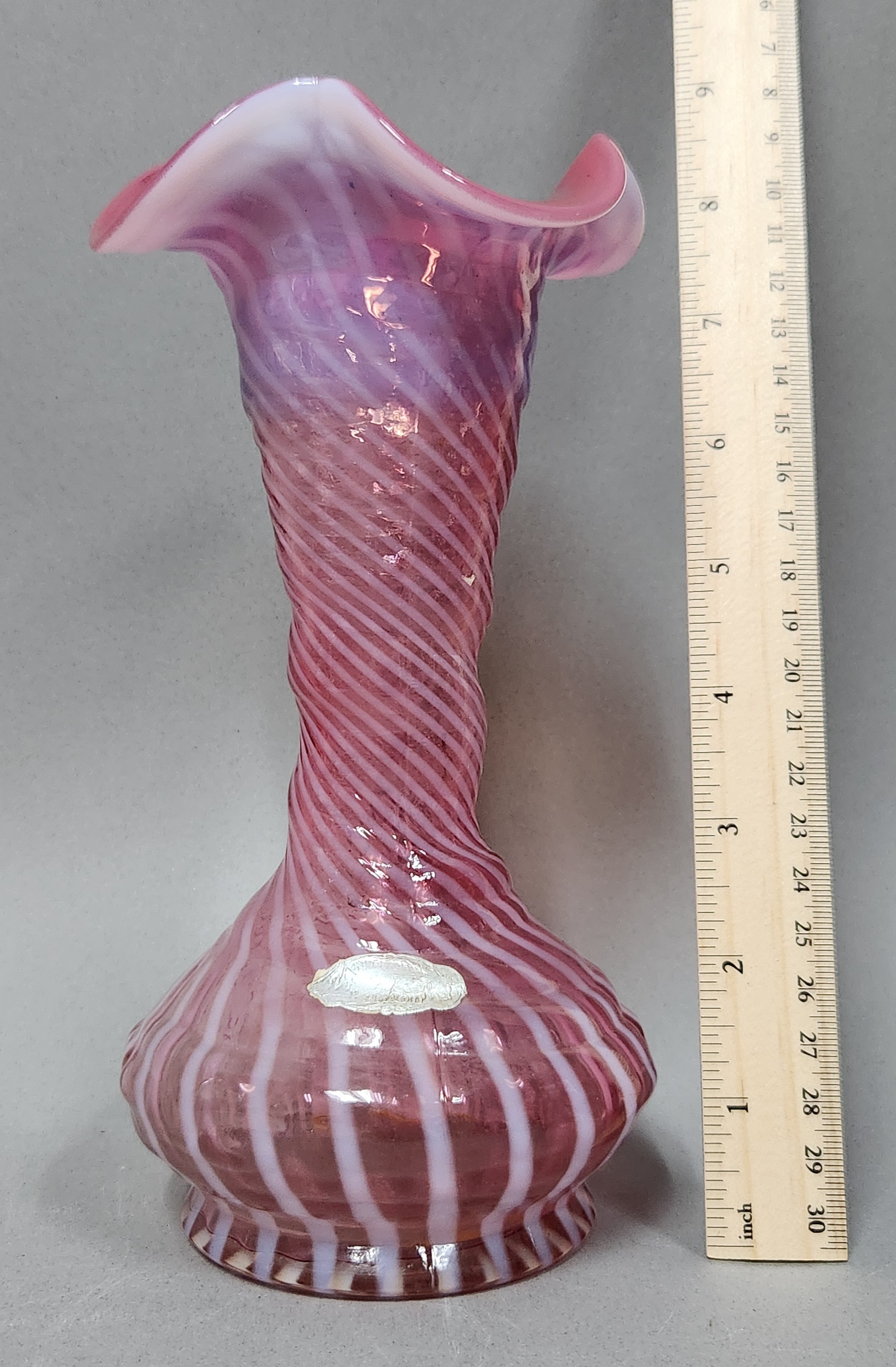 Fenton Cranberry Opalescent Vase