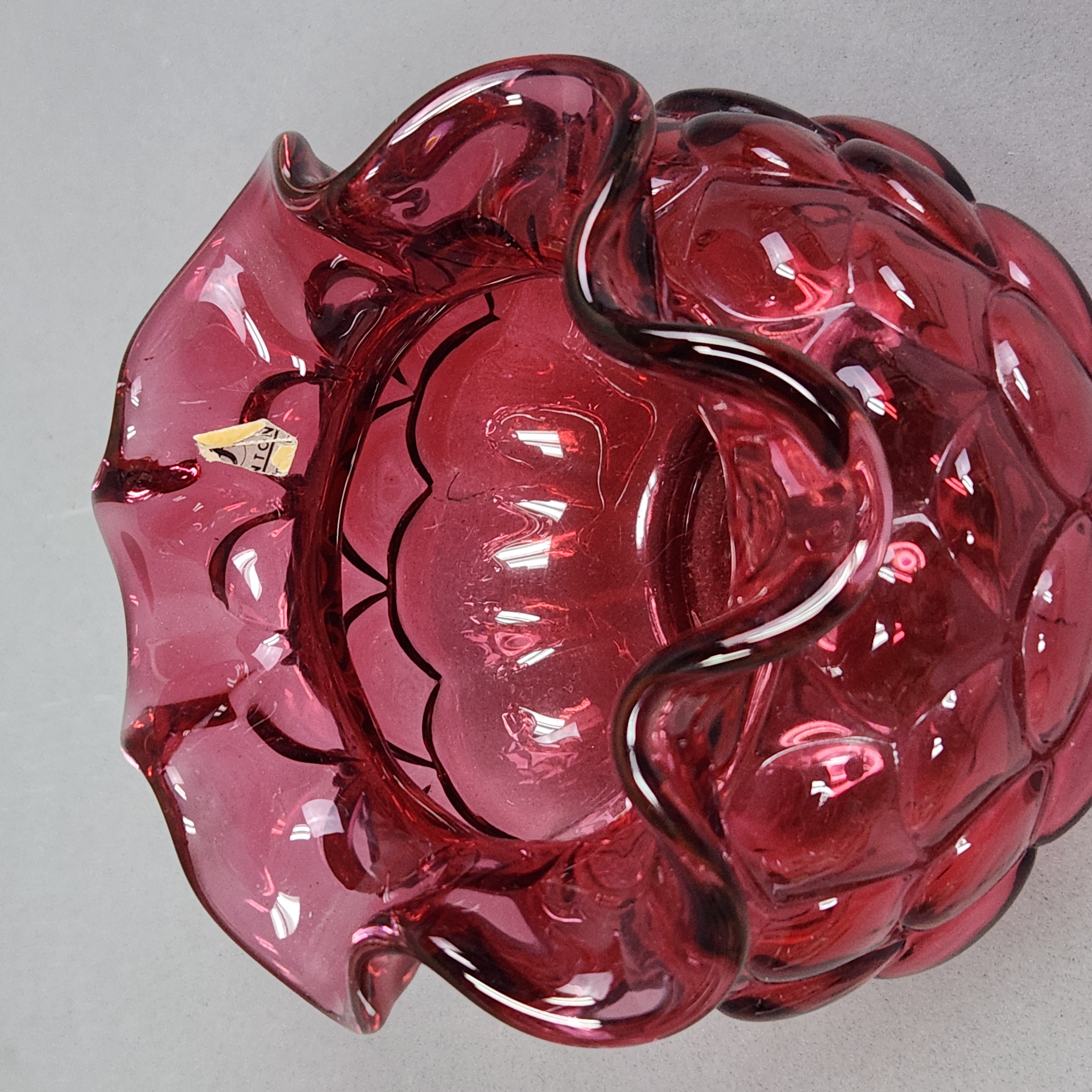 Fenton Cranberry Glass Rose Bowl