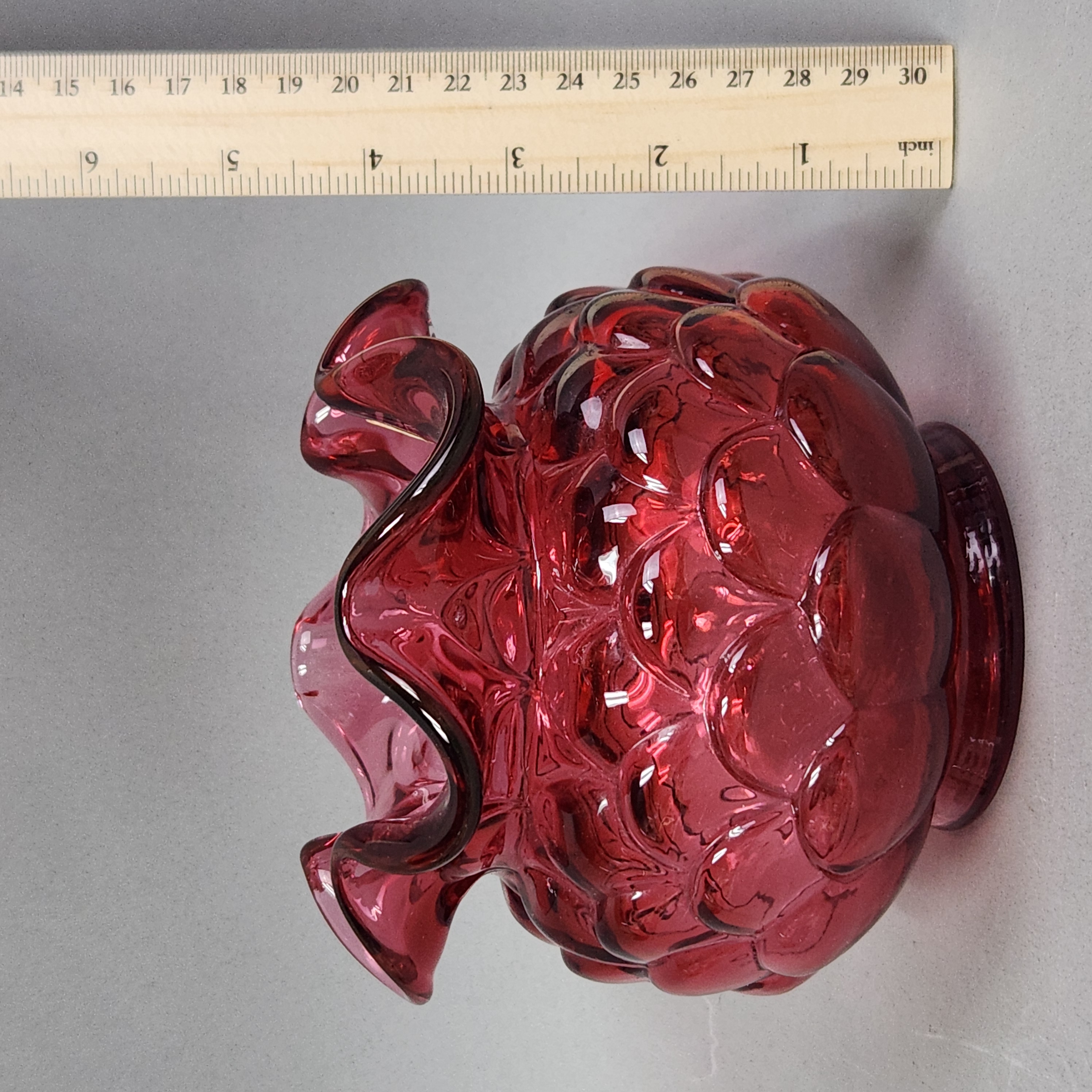 Fenton Cranberry Glass Rose Bowl