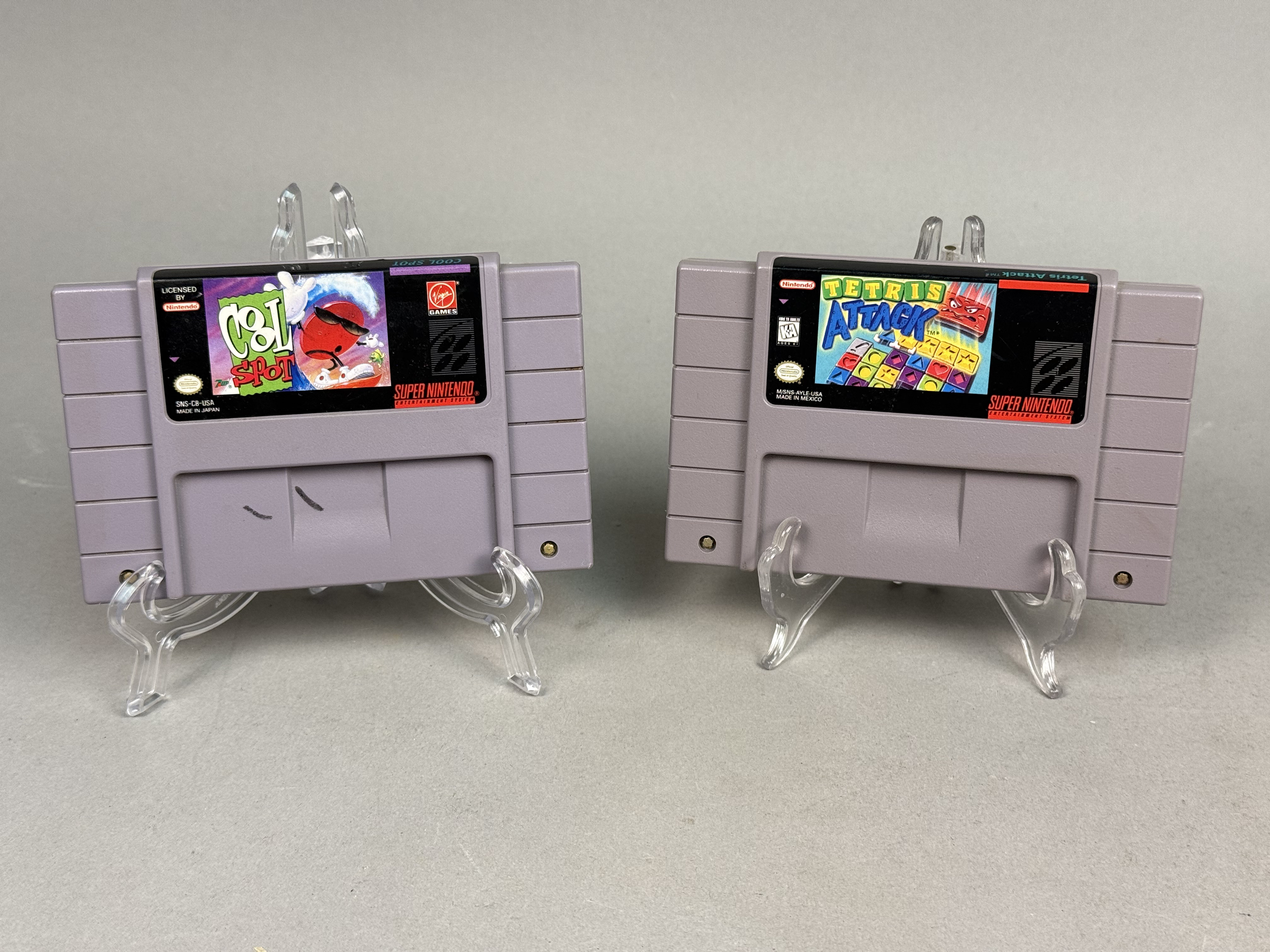 Super Nintendo SNES Tetris Attack & Cool Spot