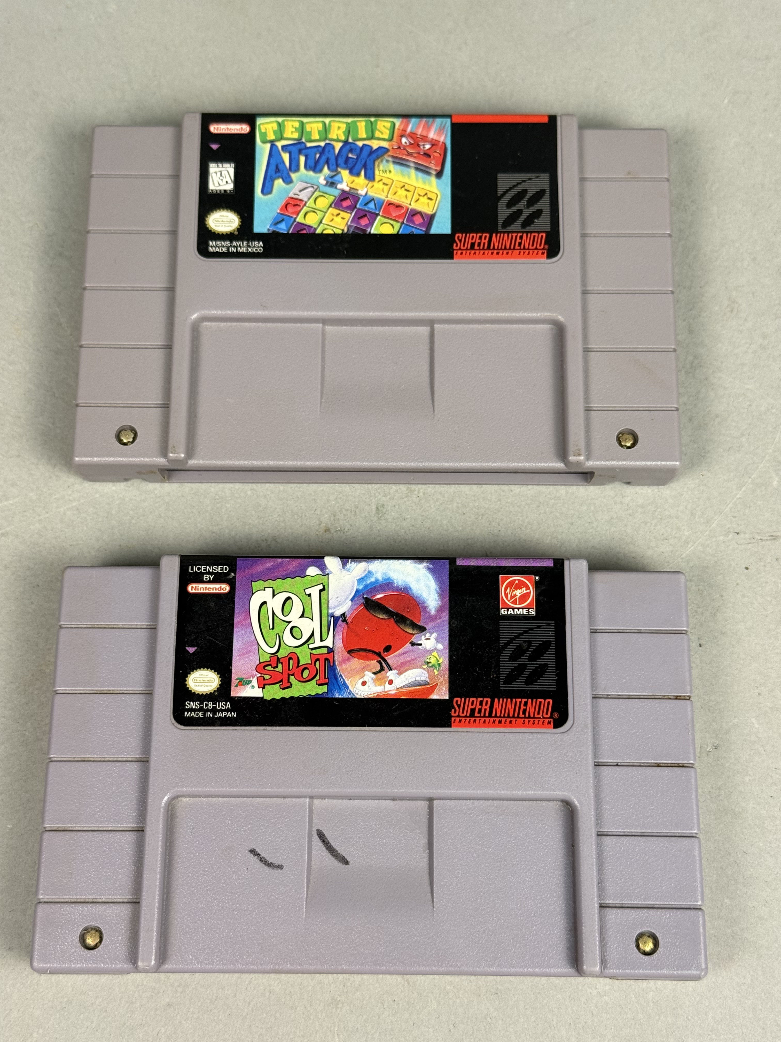 Super Nintendo SNES Tetris Attack & Cool Spot