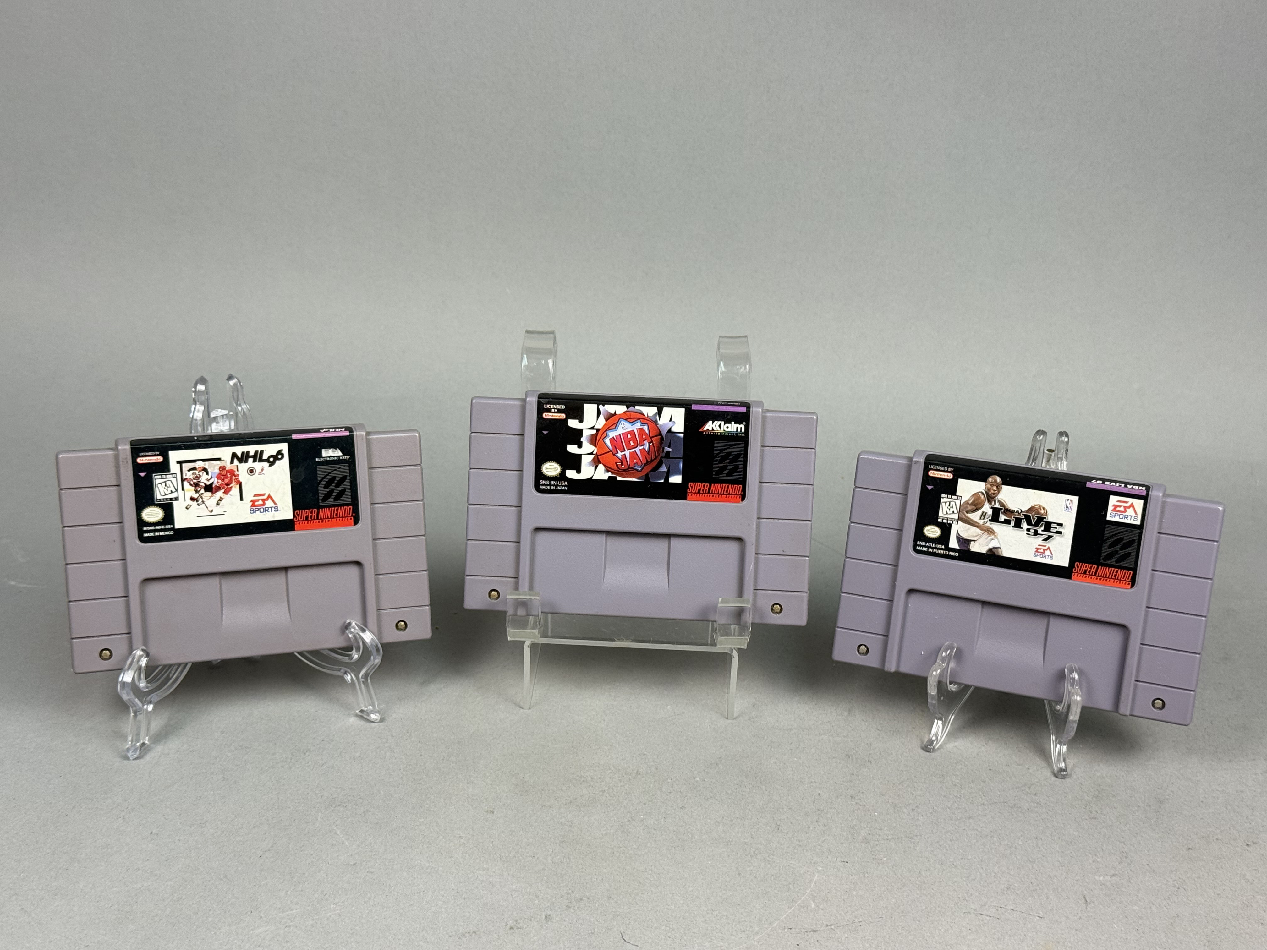 Three SNES Sports Game Cartridges