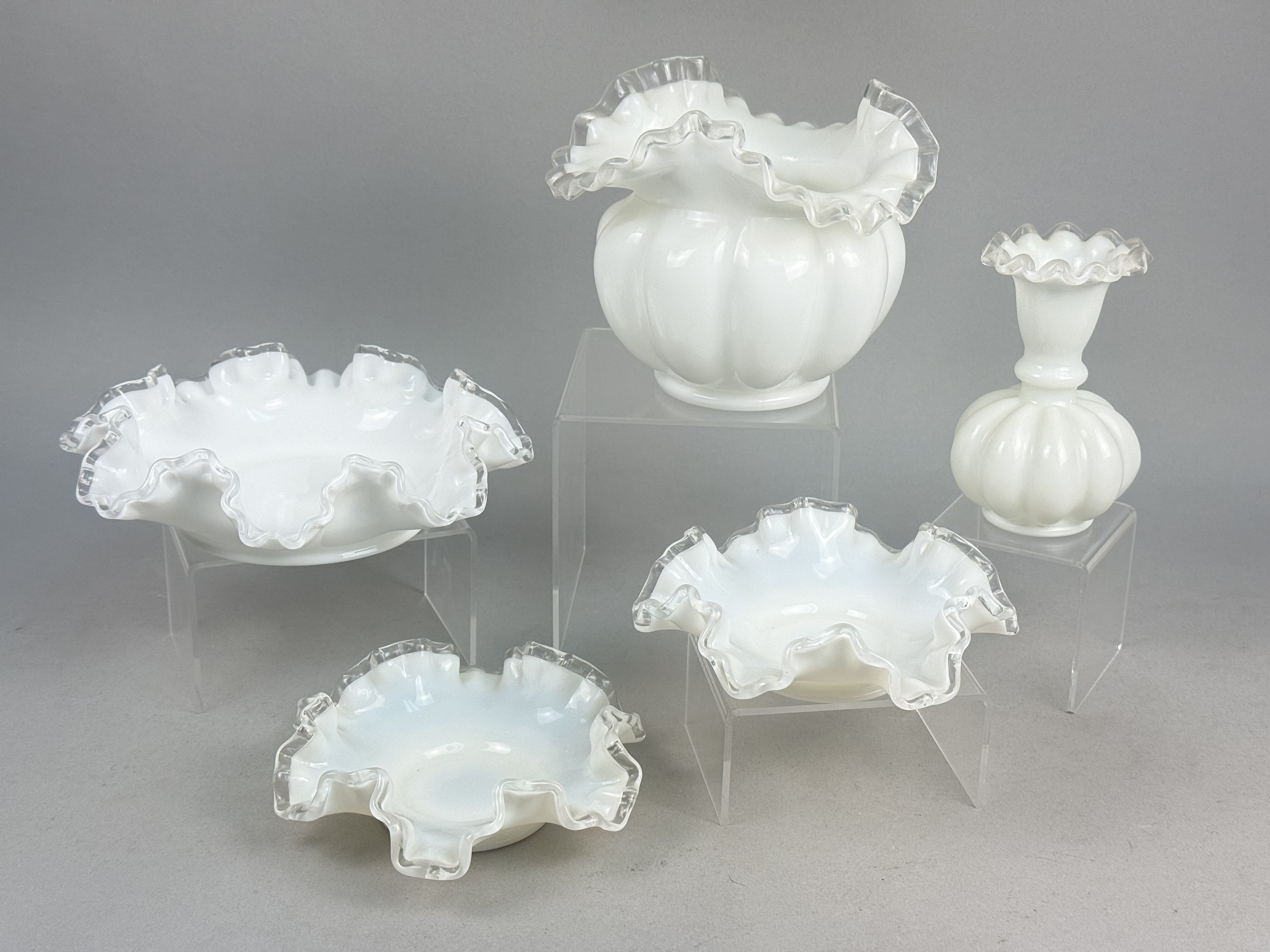 Fenton Silver Crest Milk Glass Set