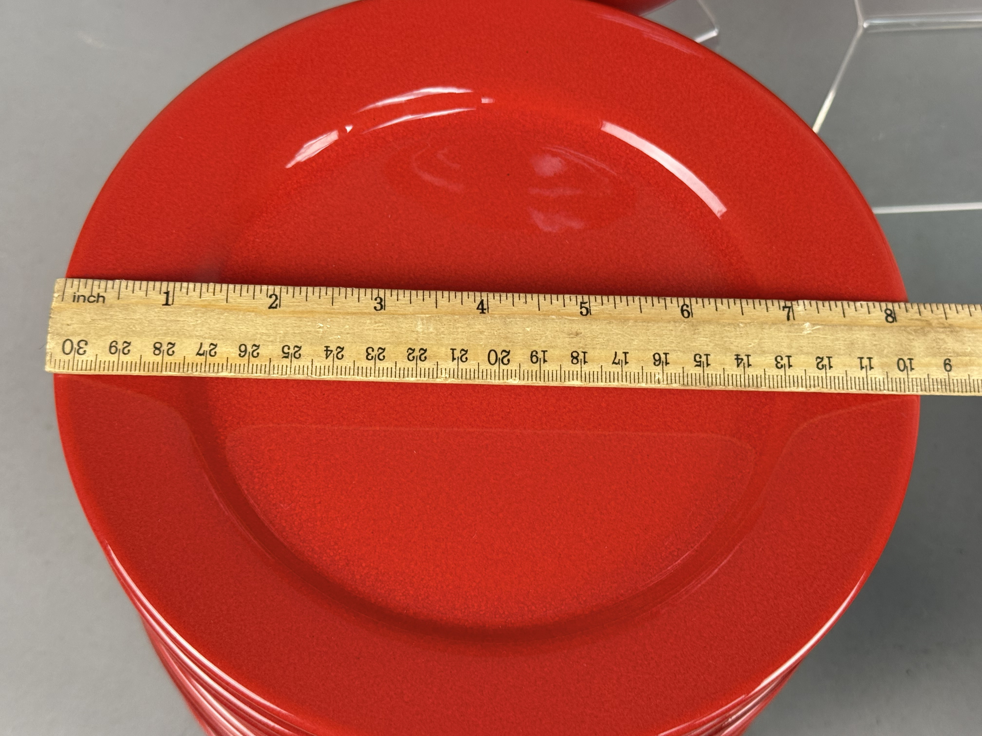 Large Red Glazed Stoneware Dinnerware Set