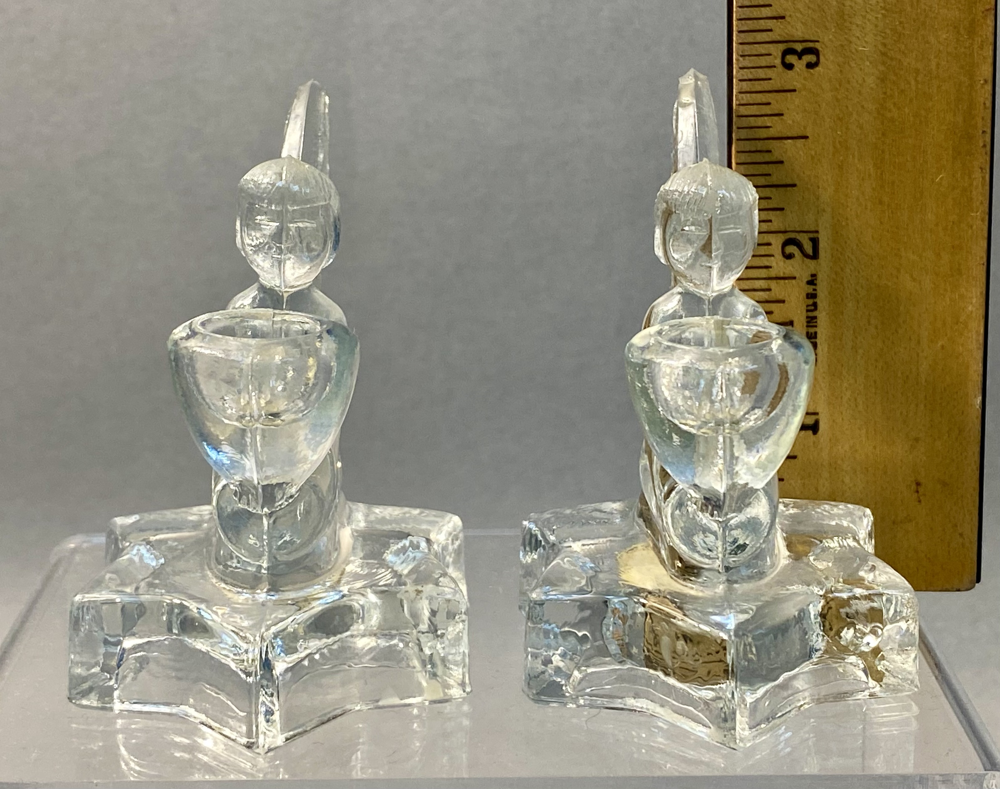 Pair of Bohemia Glass Angel Holders