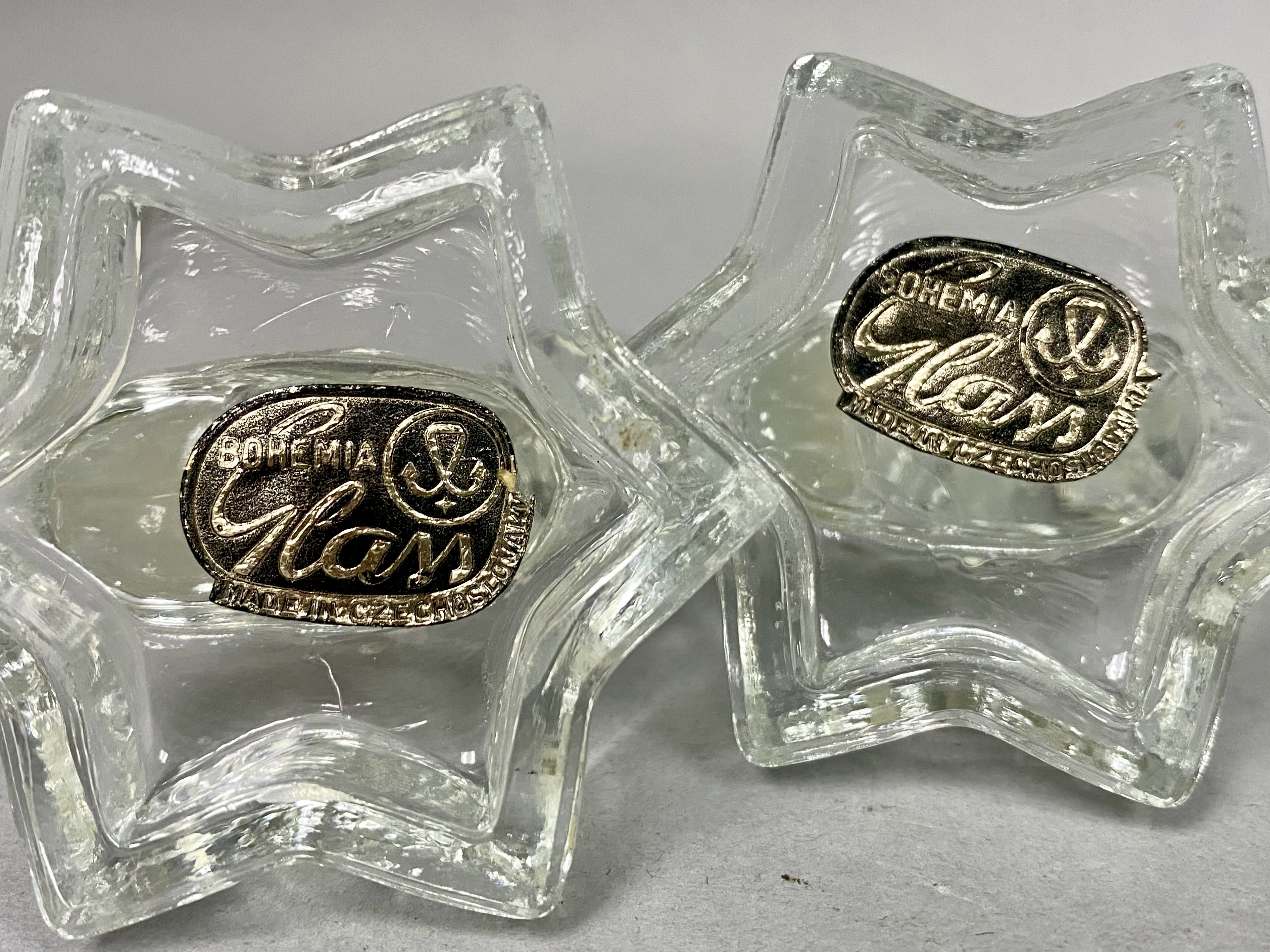 Pair of Bohemia Glass Angel Holders