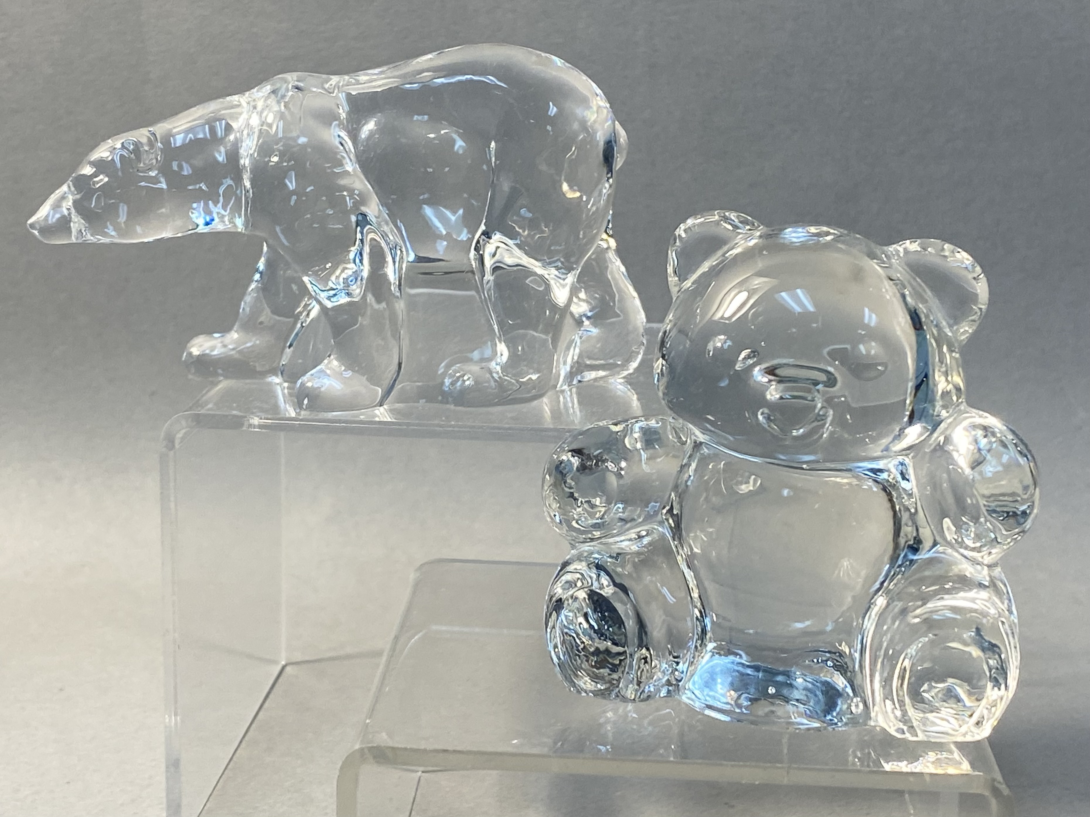 A Pair of Crystal Bear Figurines