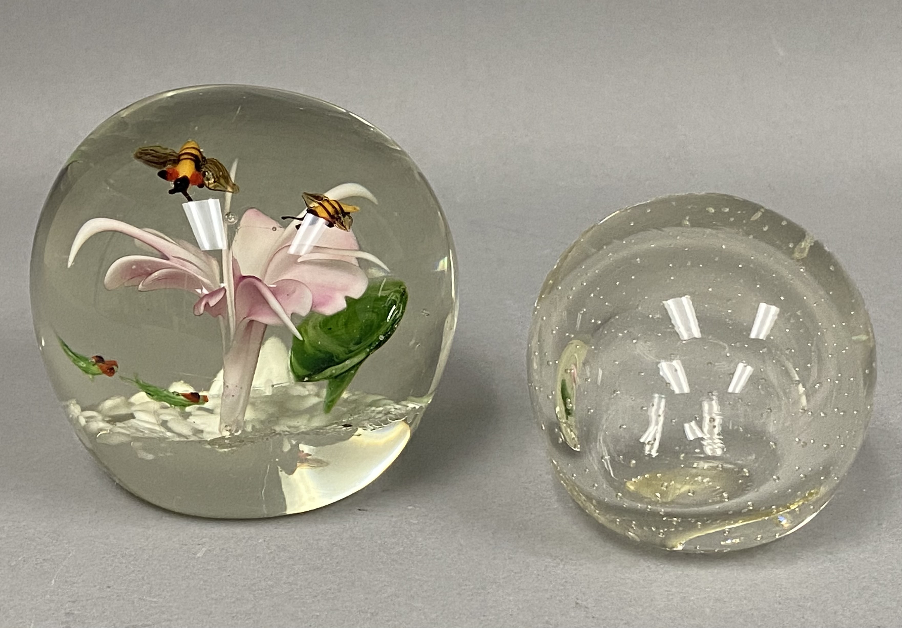 Two Hand Blown Art Glass Paperweights