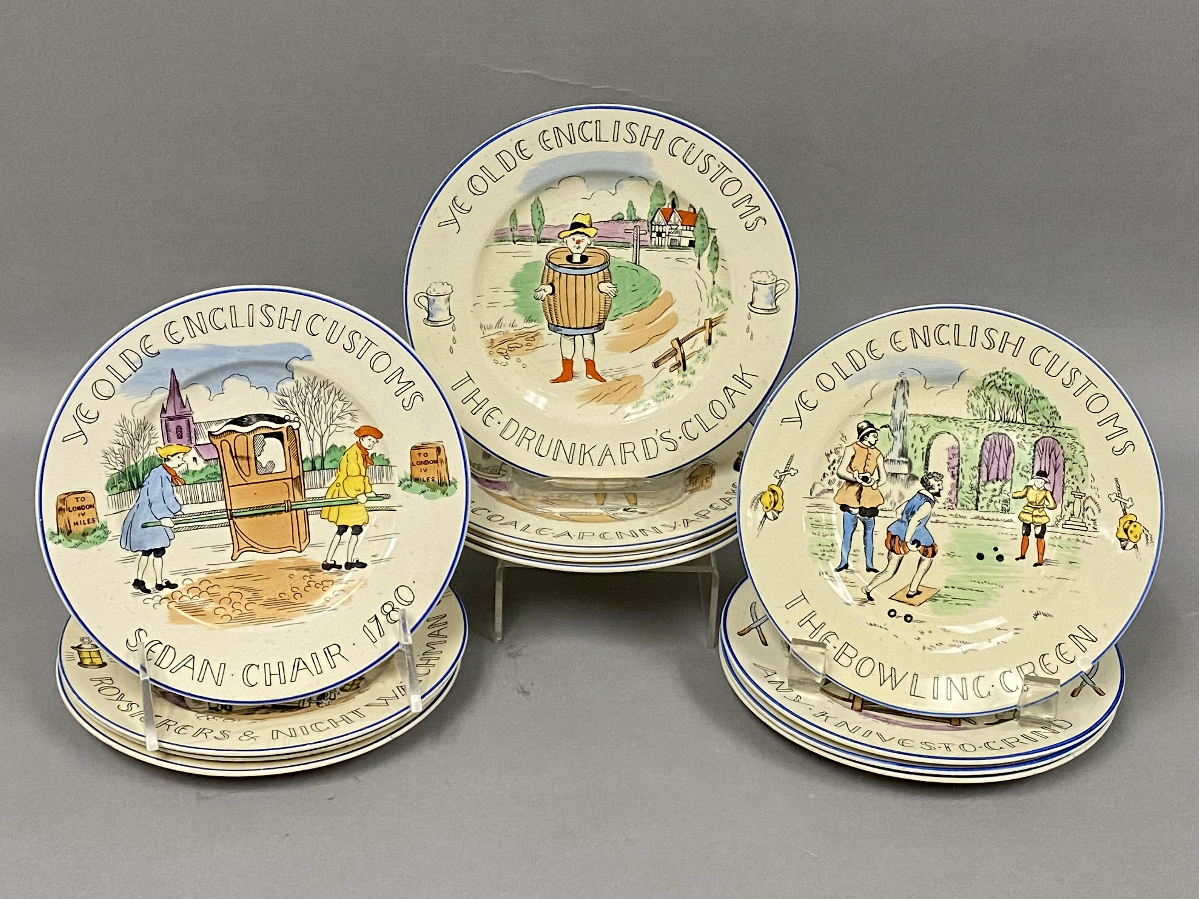 Twelve Ye Olde English Customs Plates