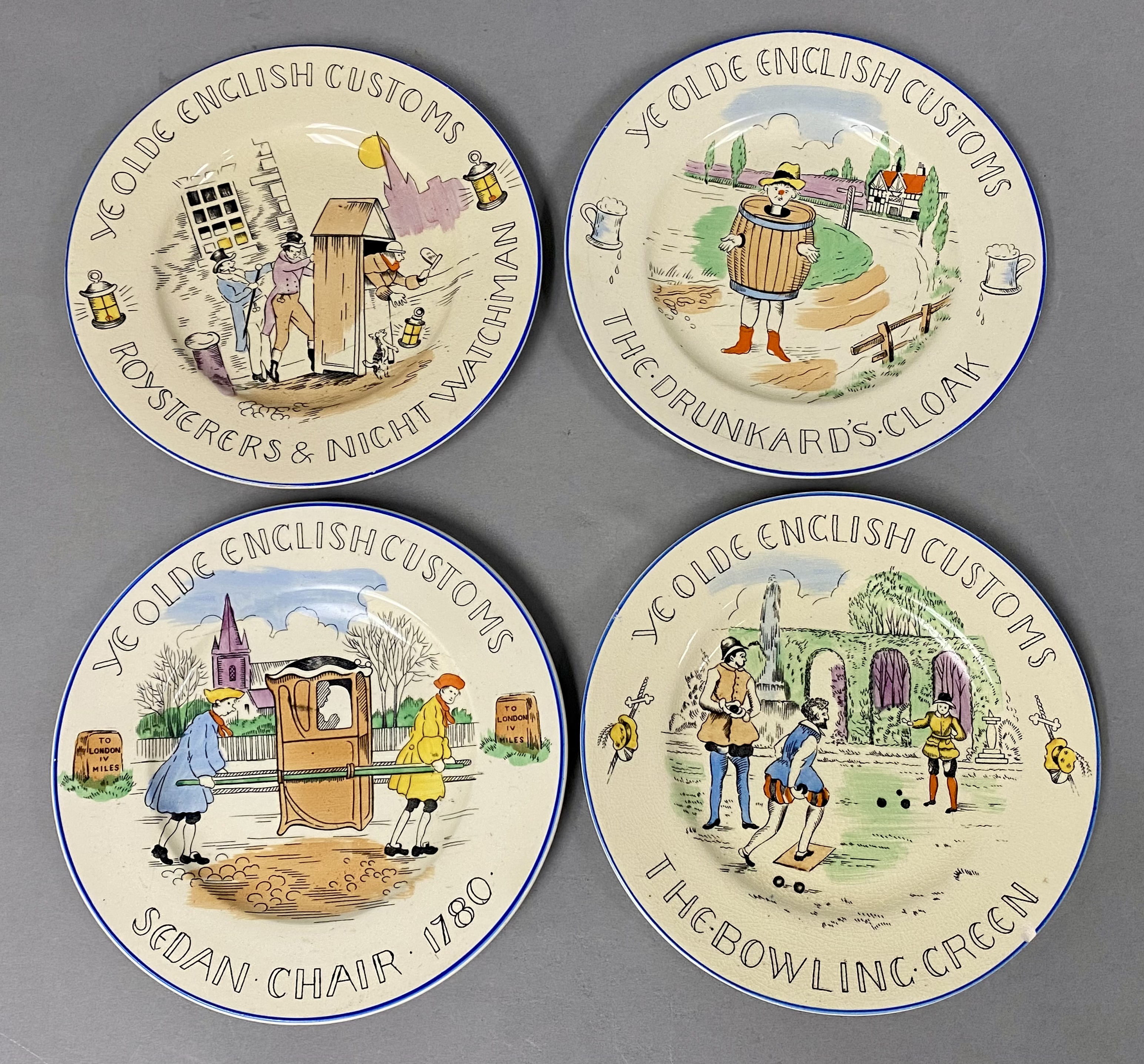 Twelve Ye Olde English Customs Plates