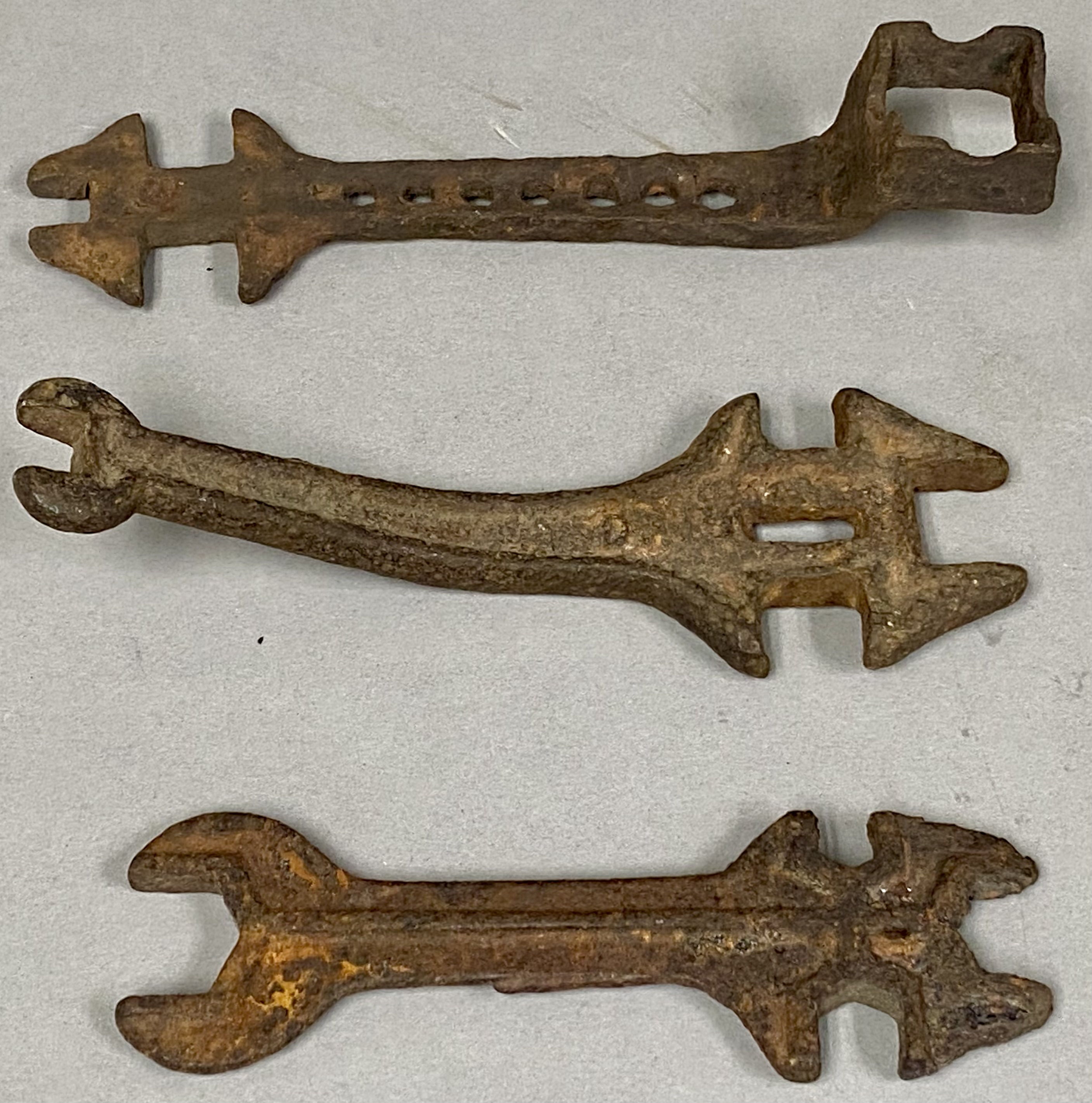 Trio of Antique Cast Iron Implement Wrenches
