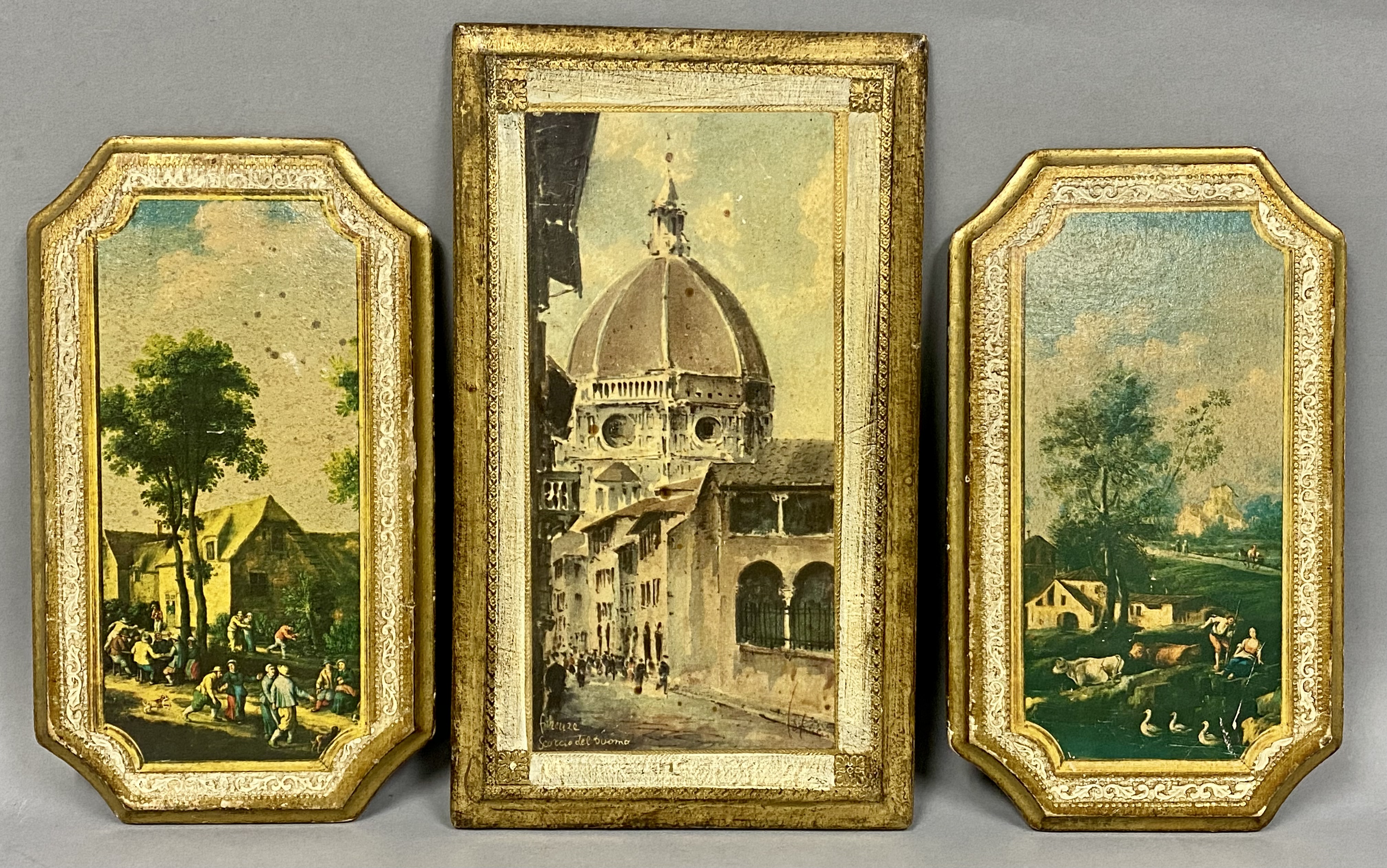 Three Gilded Florentine Wood Plaques