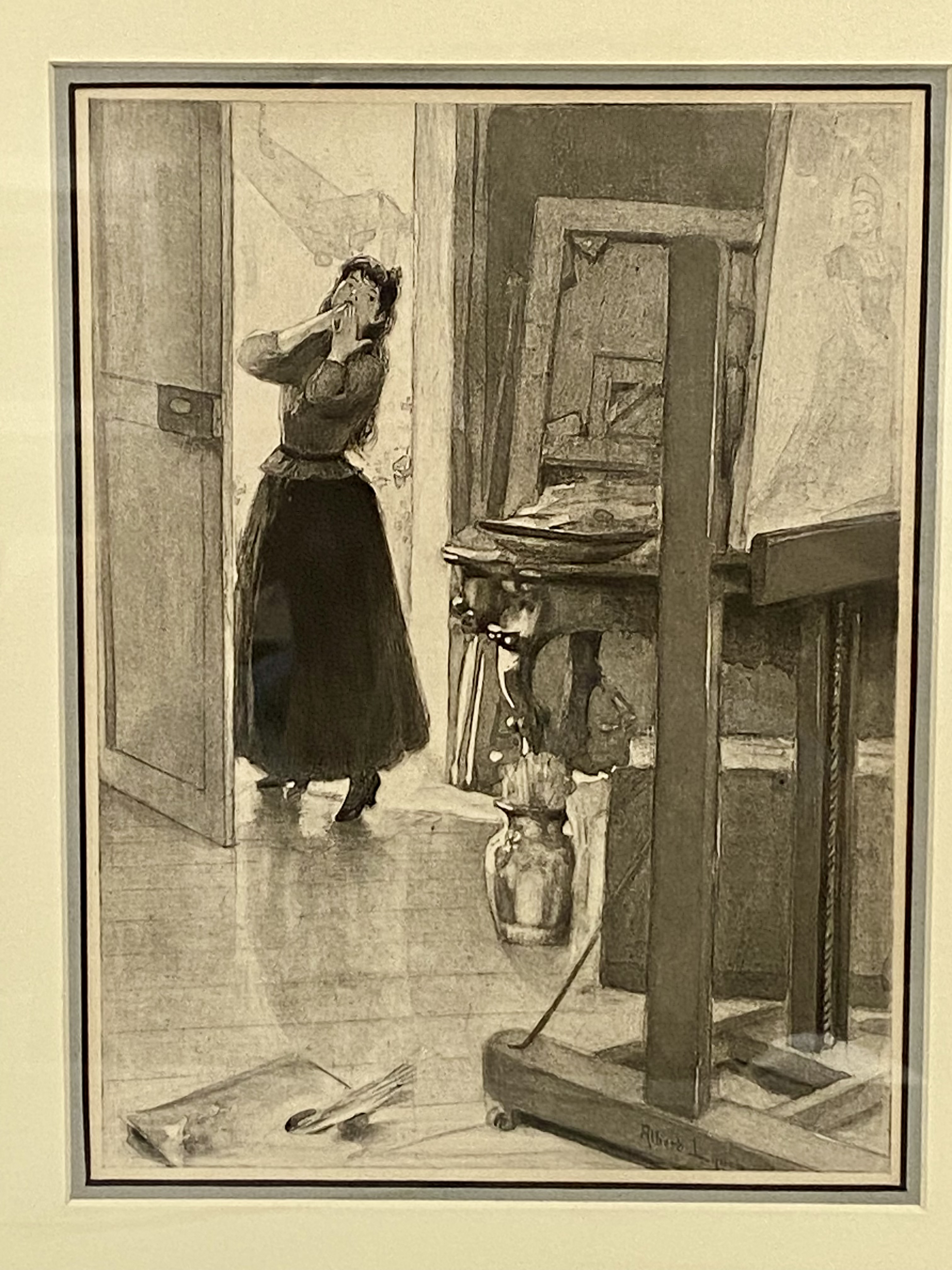 Albert Lynch Studio Interior Wash Drawing Print
