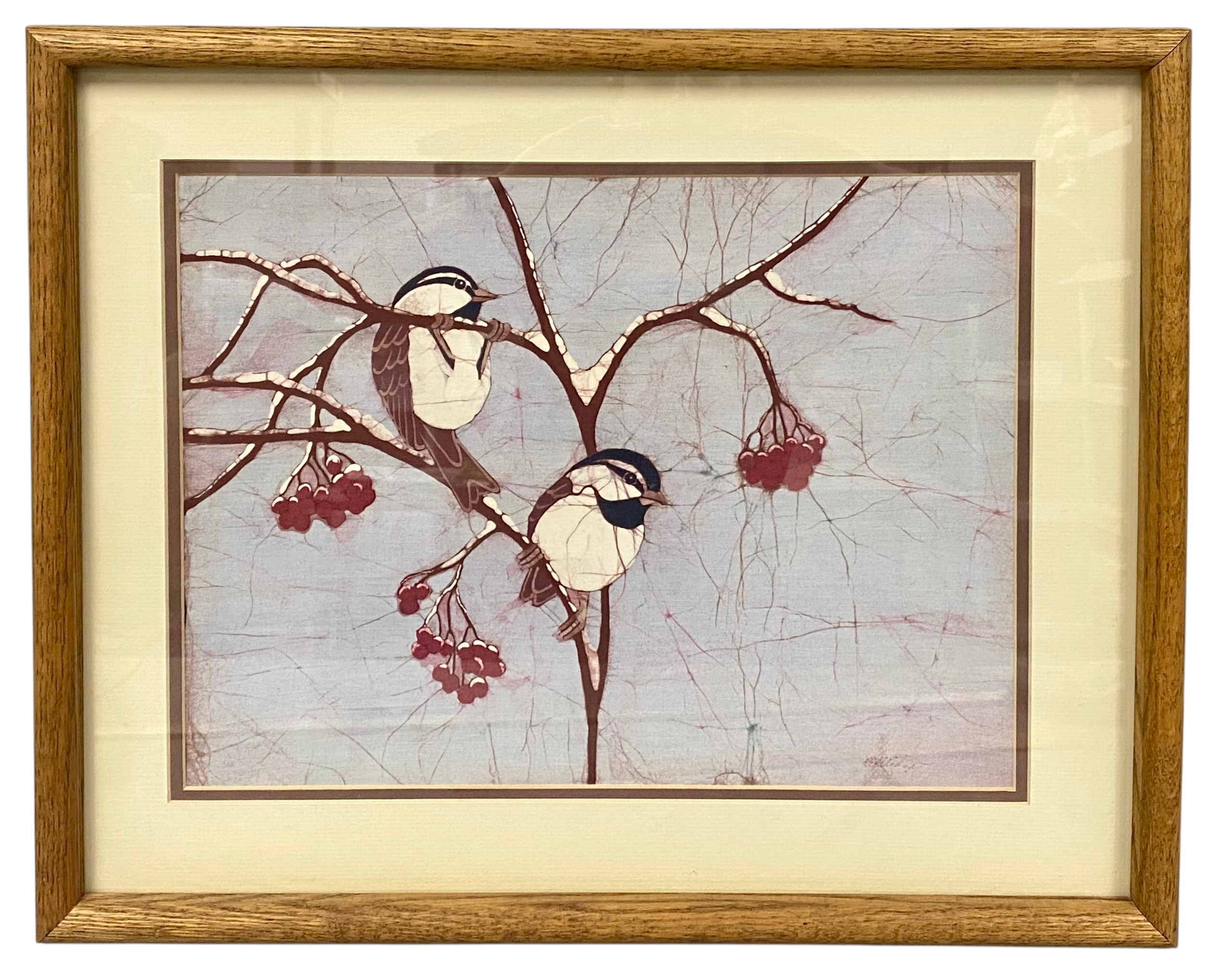 Pat Rutledge 'Winter Chickadees' Batik (Signed)
