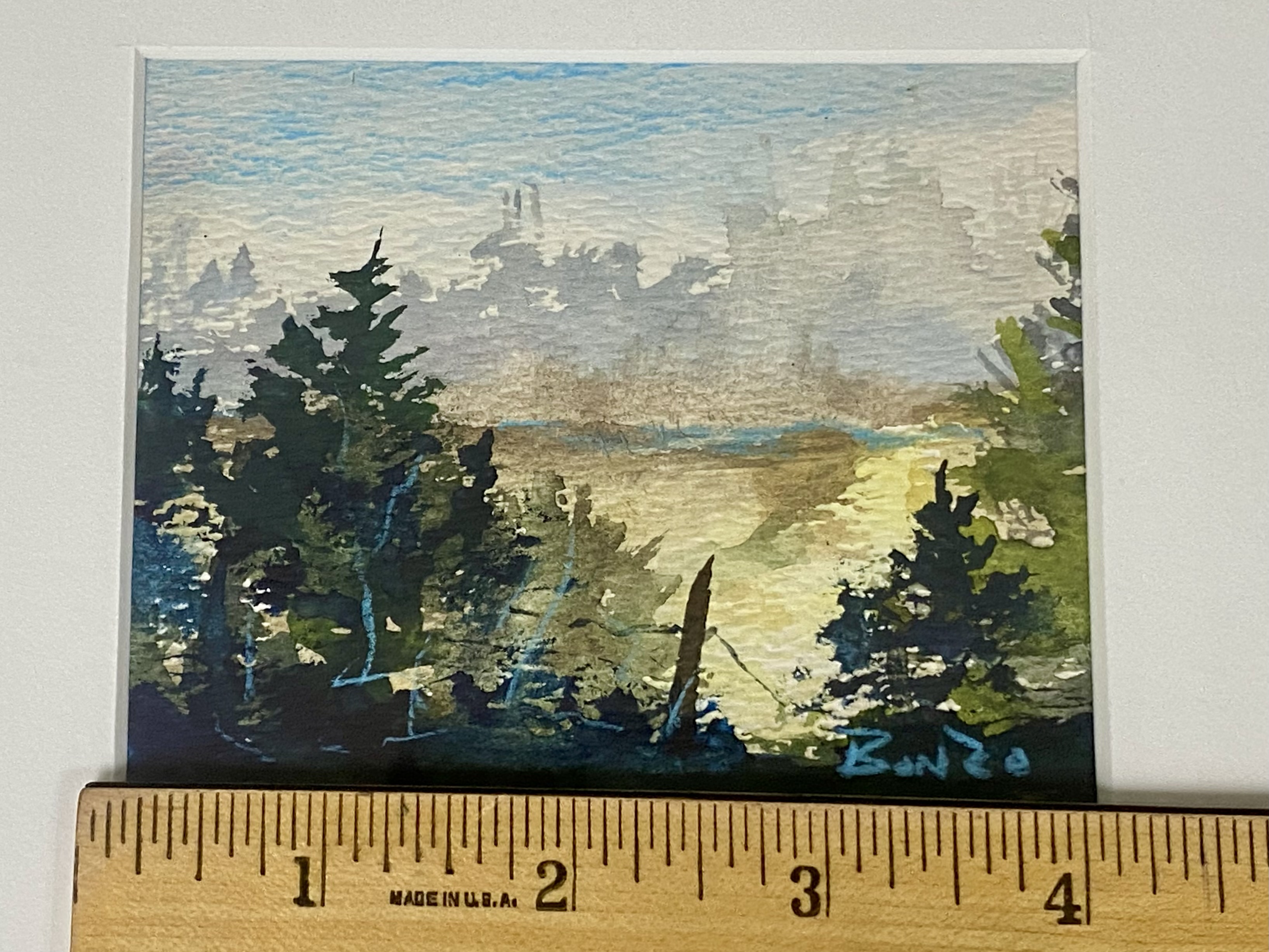 Bonzo Miniature Landscape Watercolor Painting