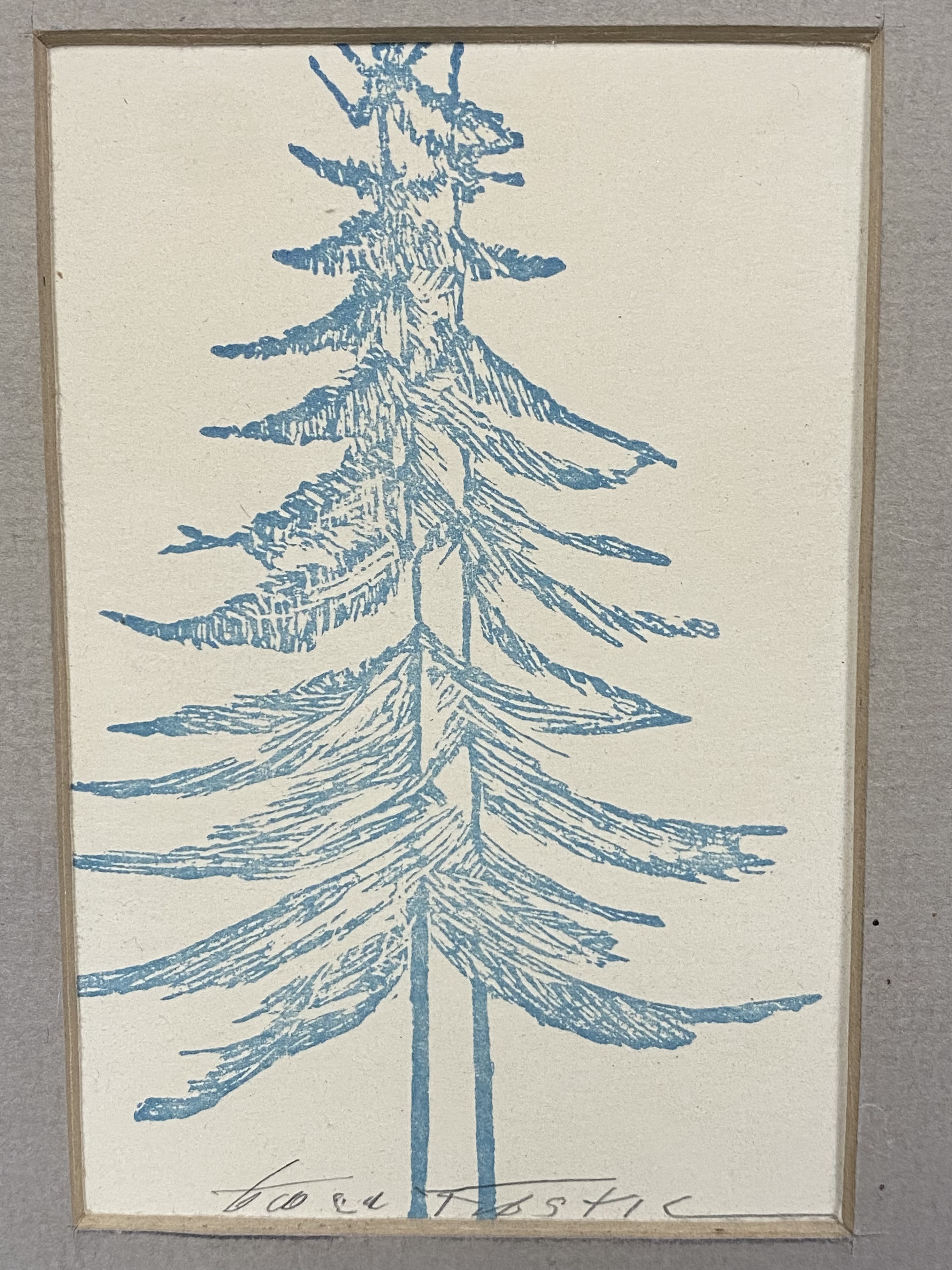 Gwen Frostic Evergreen Linocut Print