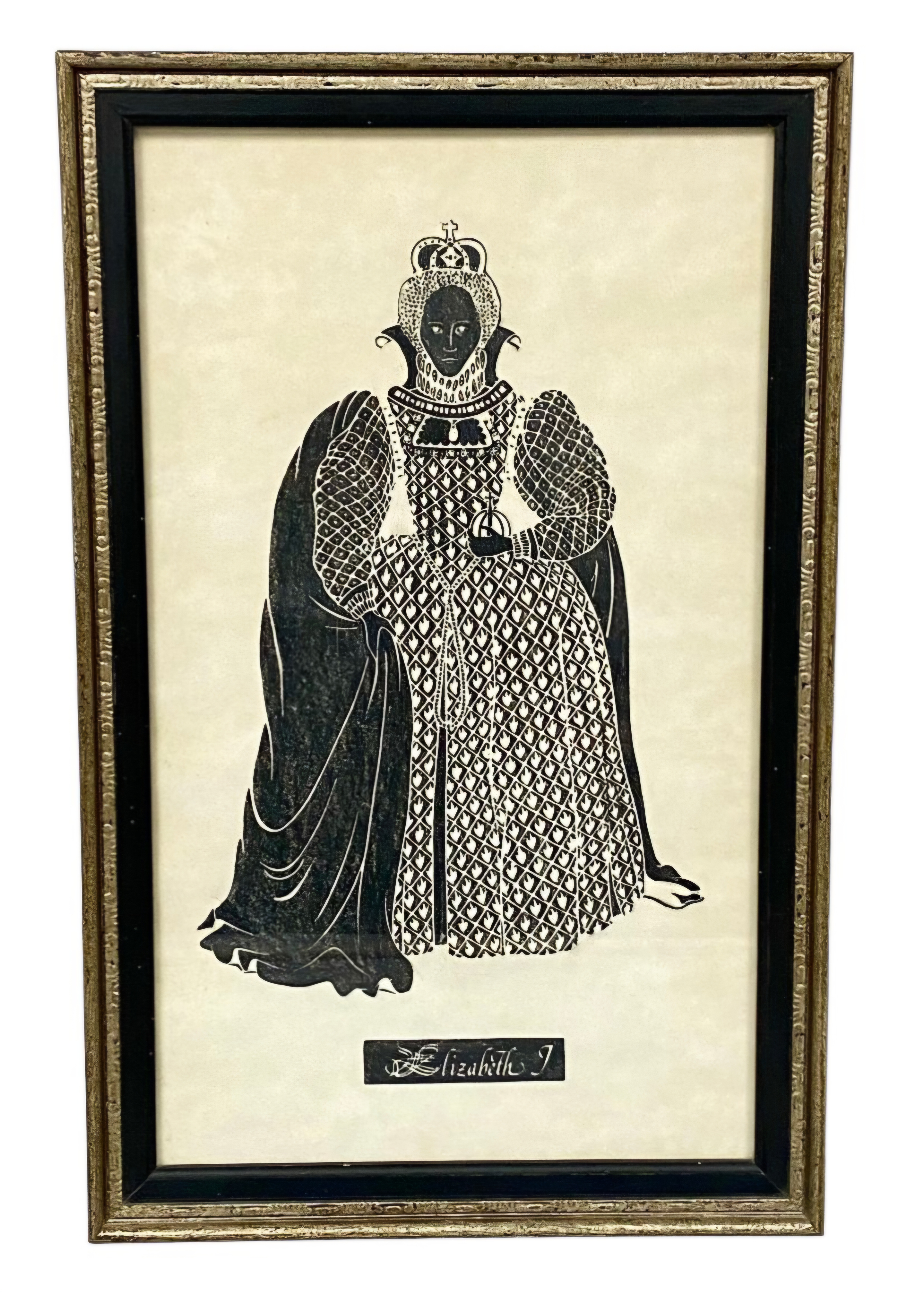 Elizabeth I Relief Block Print