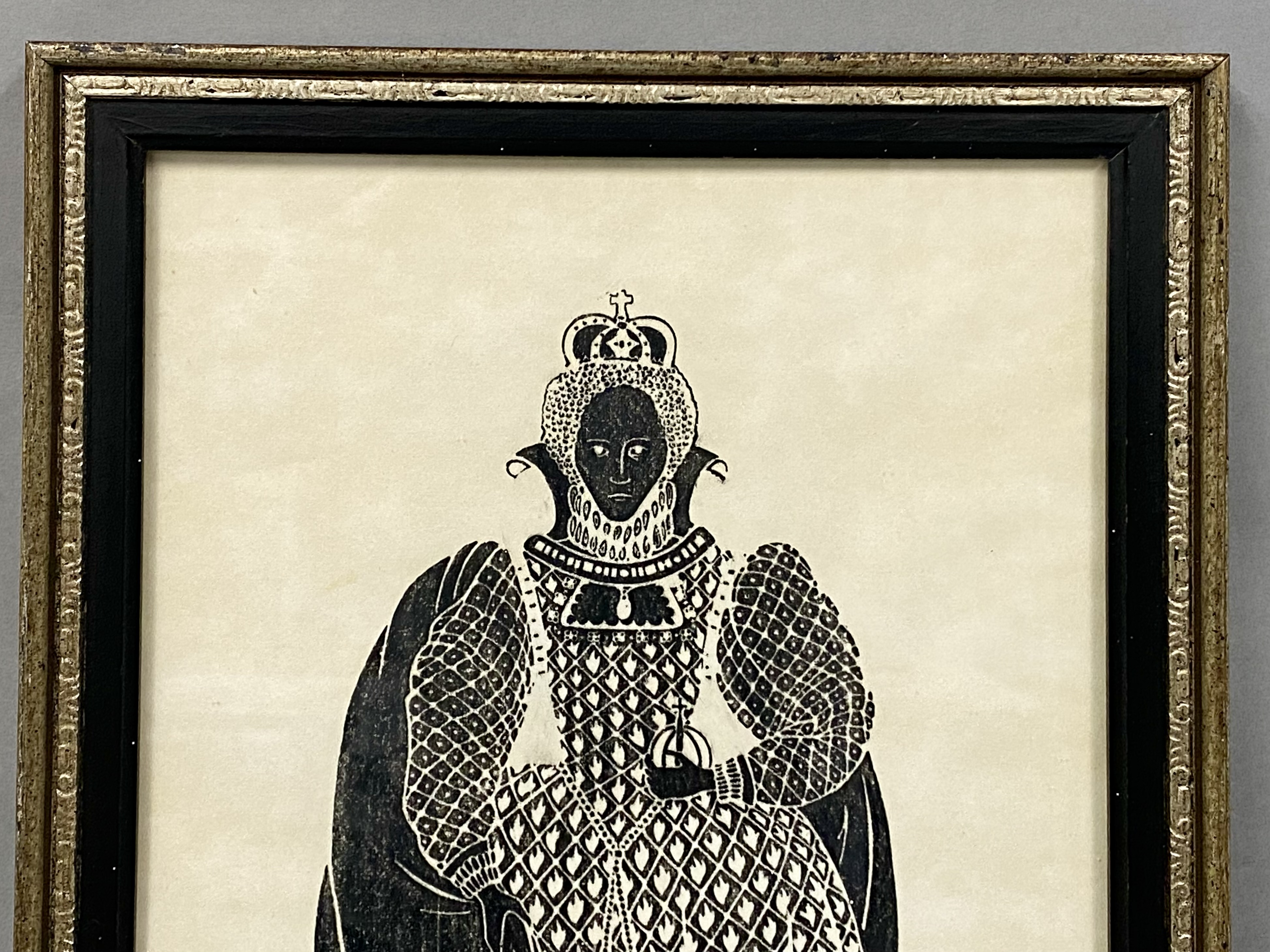Elizabeth I Relief Block Print