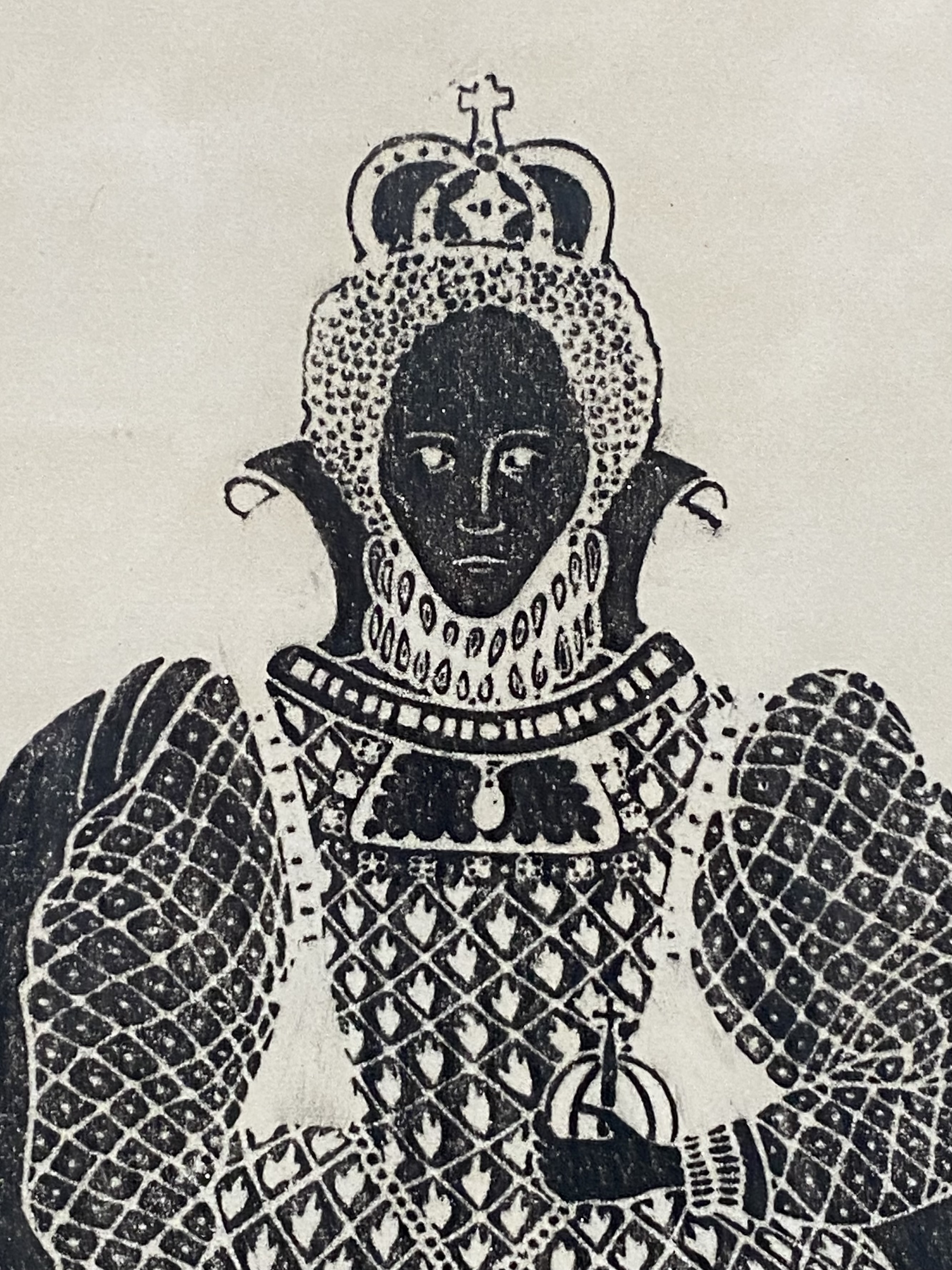 Elizabeth I Relief Block Print