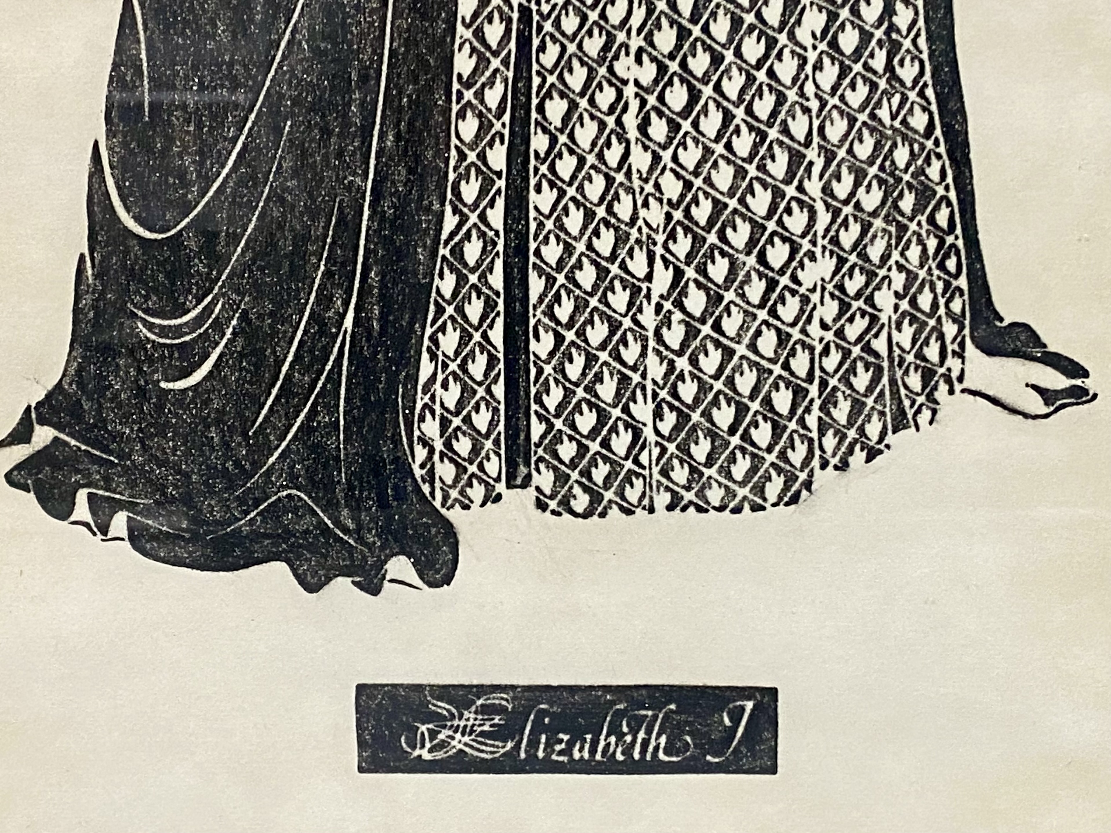 Elizabeth I Relief Block Print