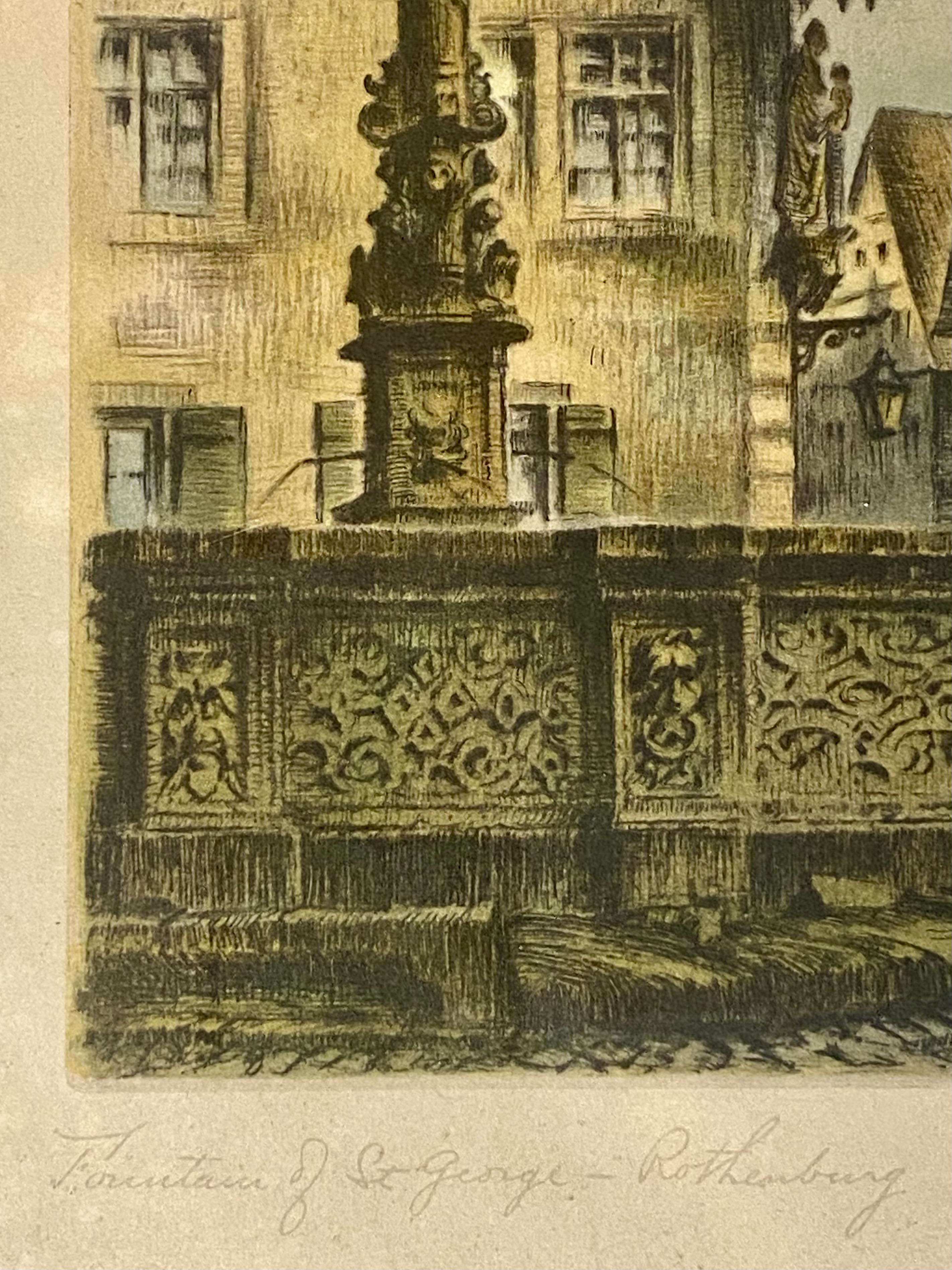 Ernst Zipperer Rothenburg Fountain Etching