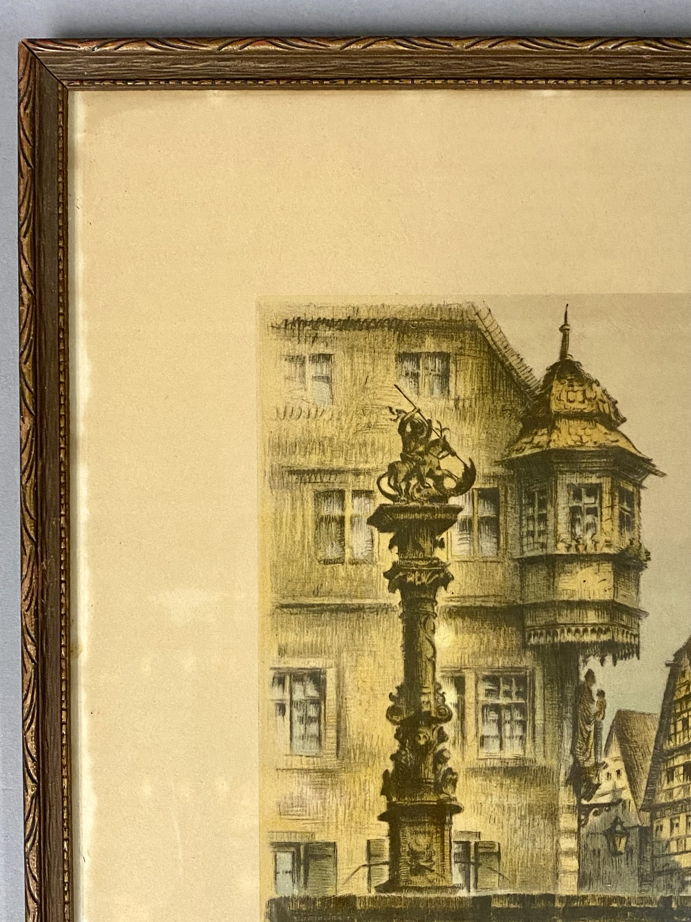 Ernst Zipperer Rothenburg Fountain Etching