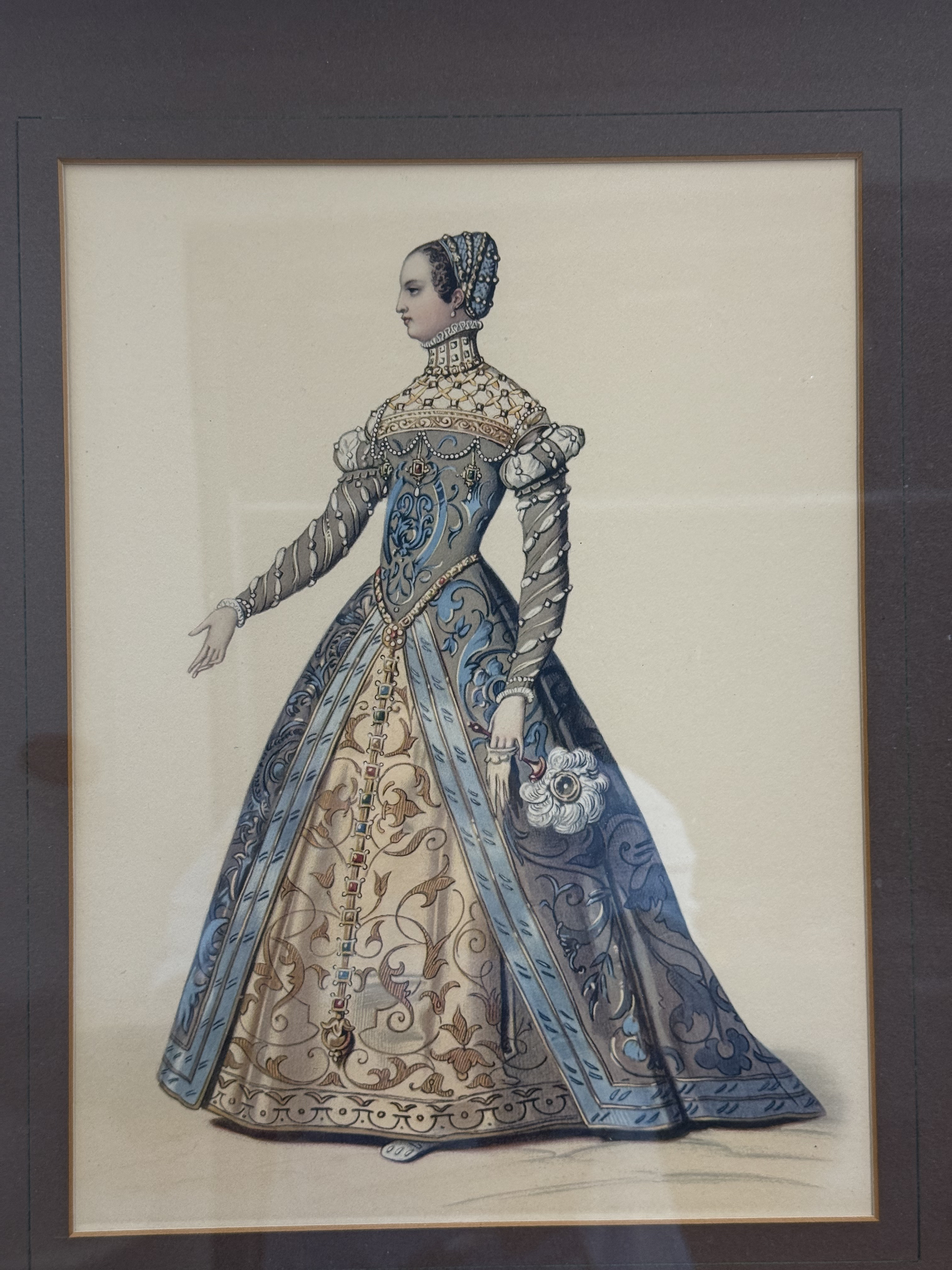 Framed Renaissance Costume Plate Print