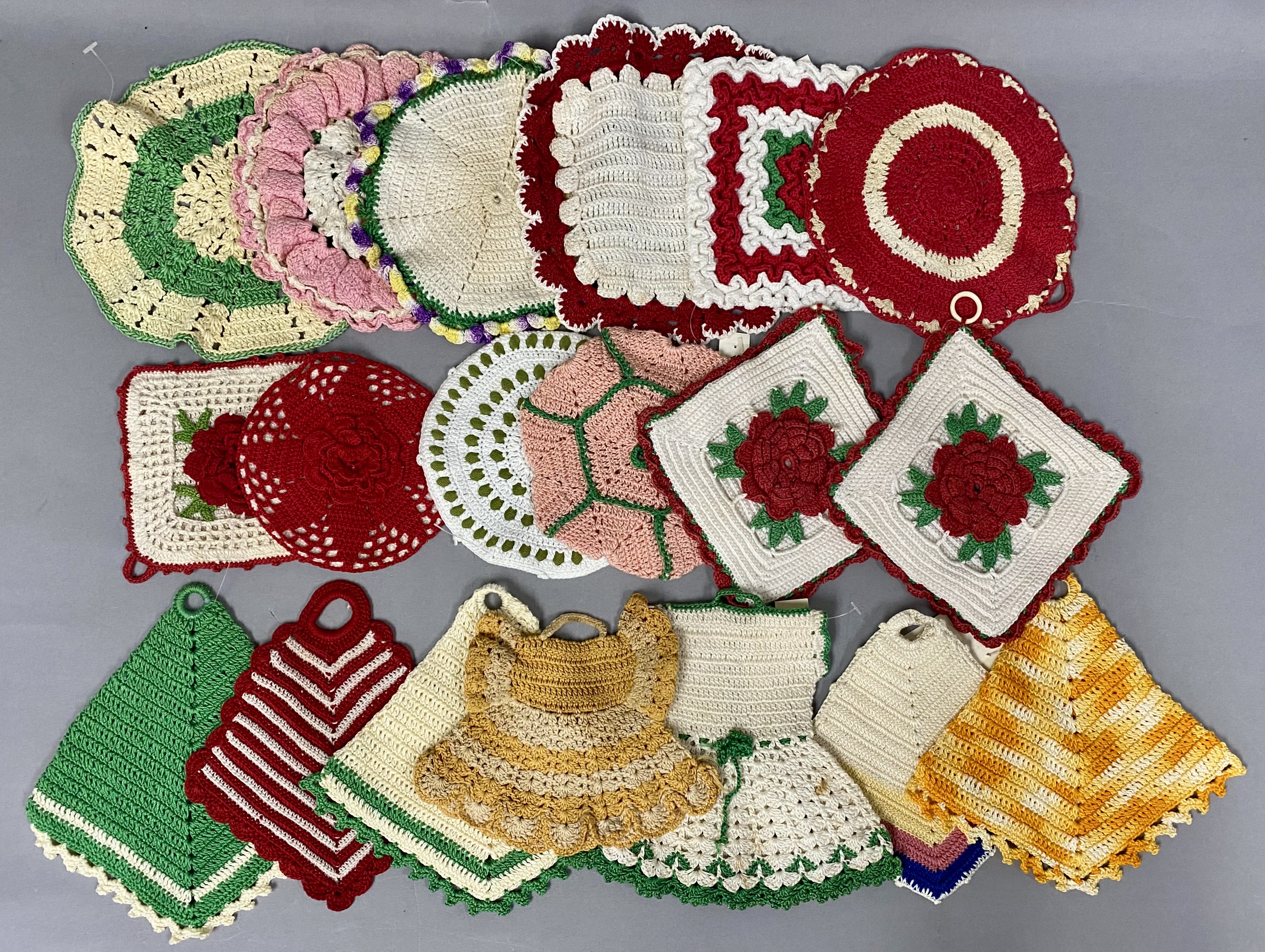 Eighteen Vintage Hand-Crocheted Pot Holders