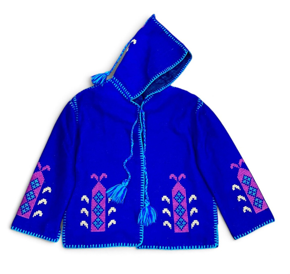 Vintage Moroccan Style Embroidered Wool Jacket