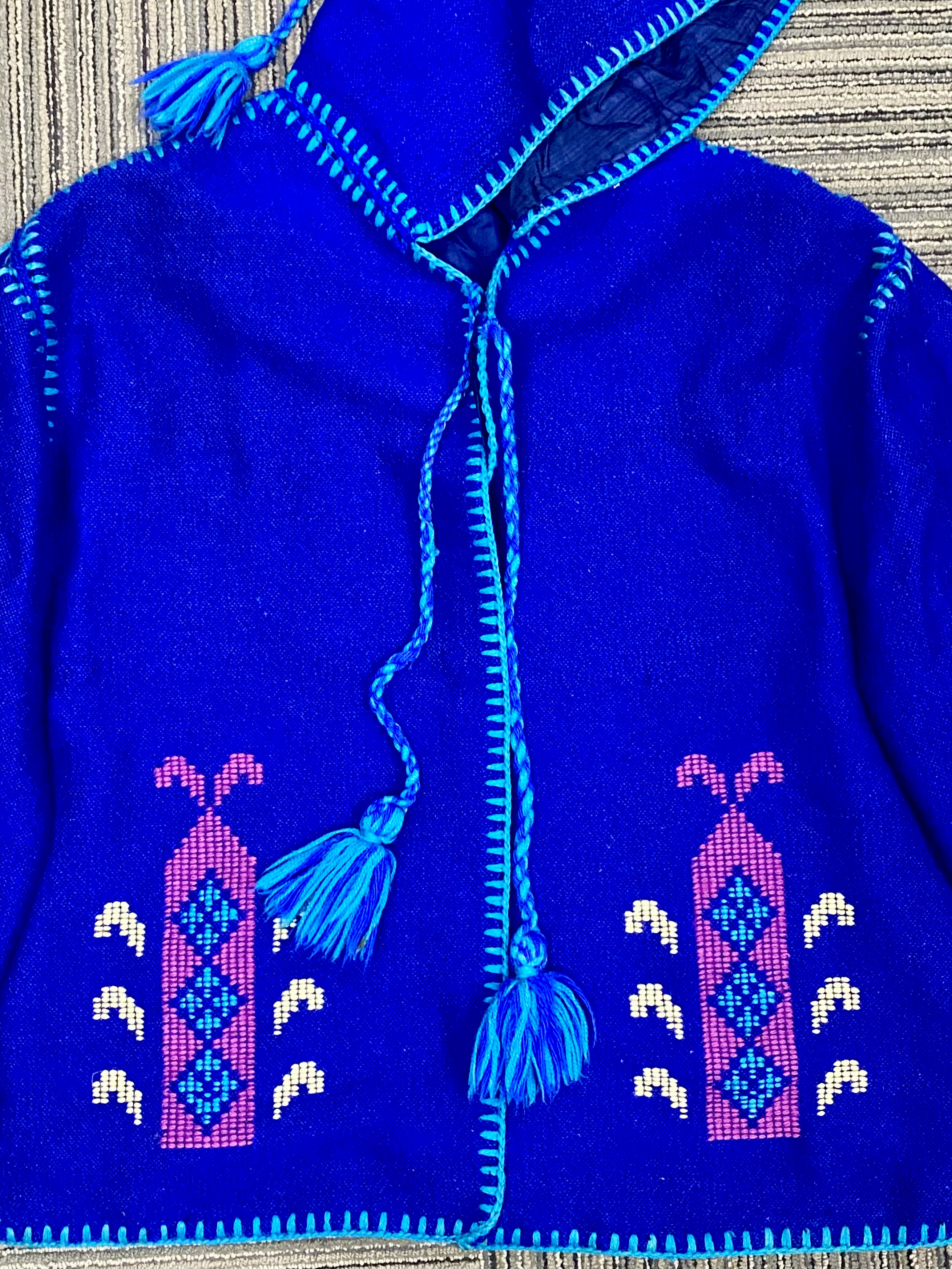 Vintage Moroccan Style Embroidered Wool Jacket
