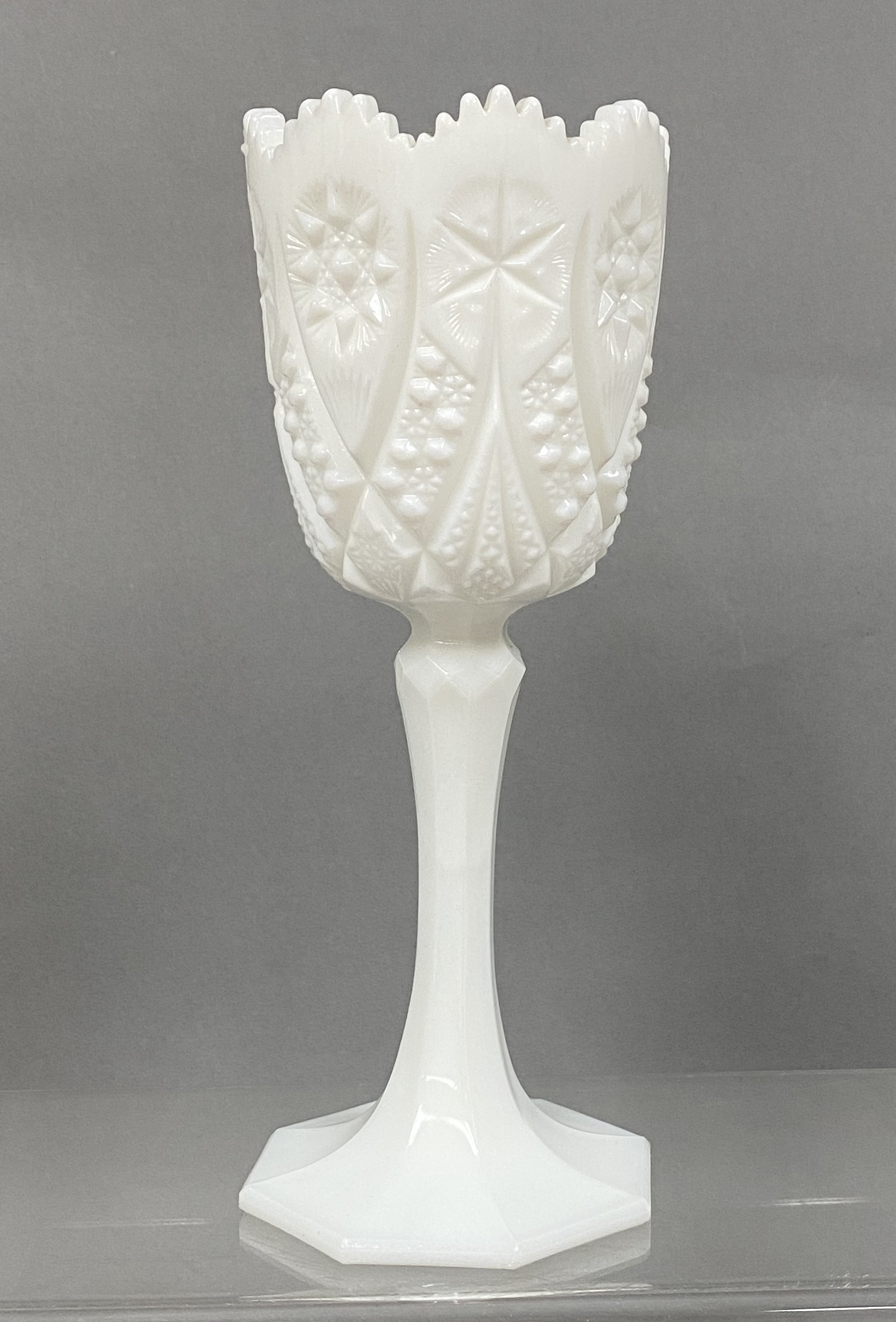 Kemple Yutec Pattern Milk Glass Chalice