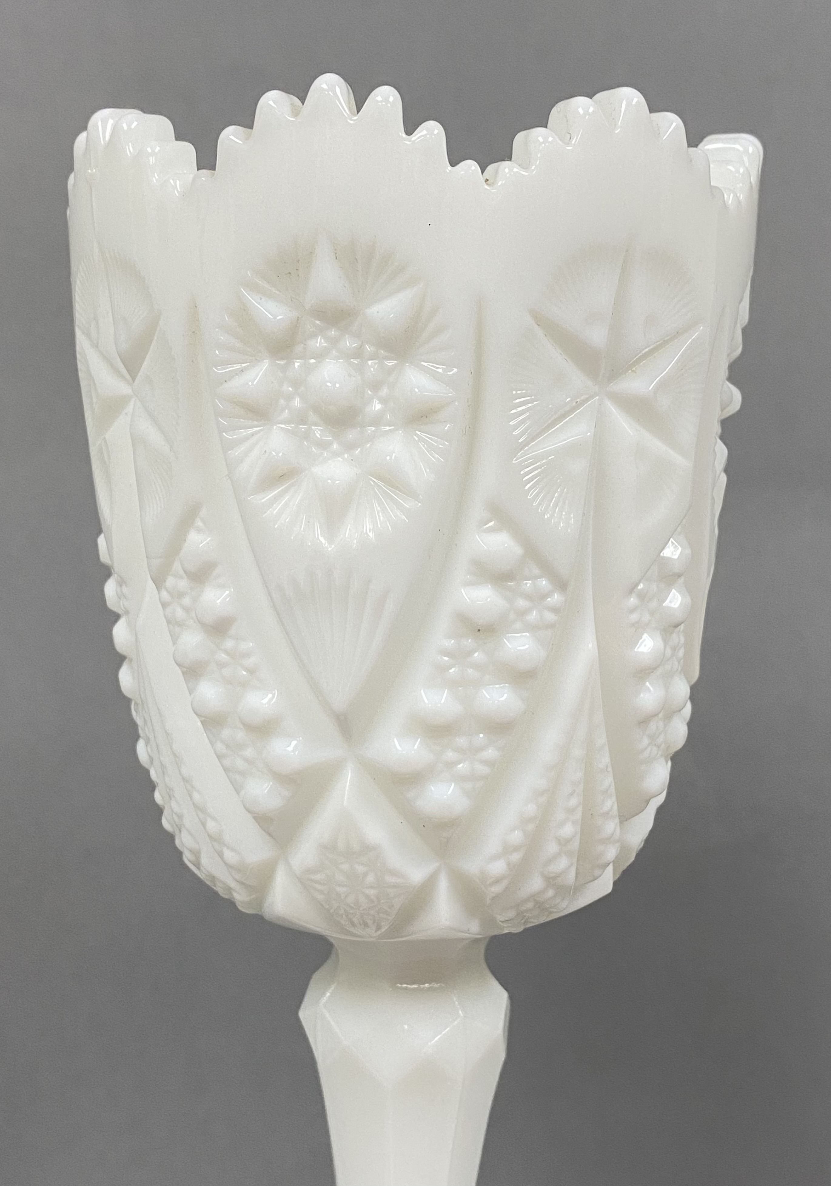 Kemple Yutec Pattern Milk Glass Chalice