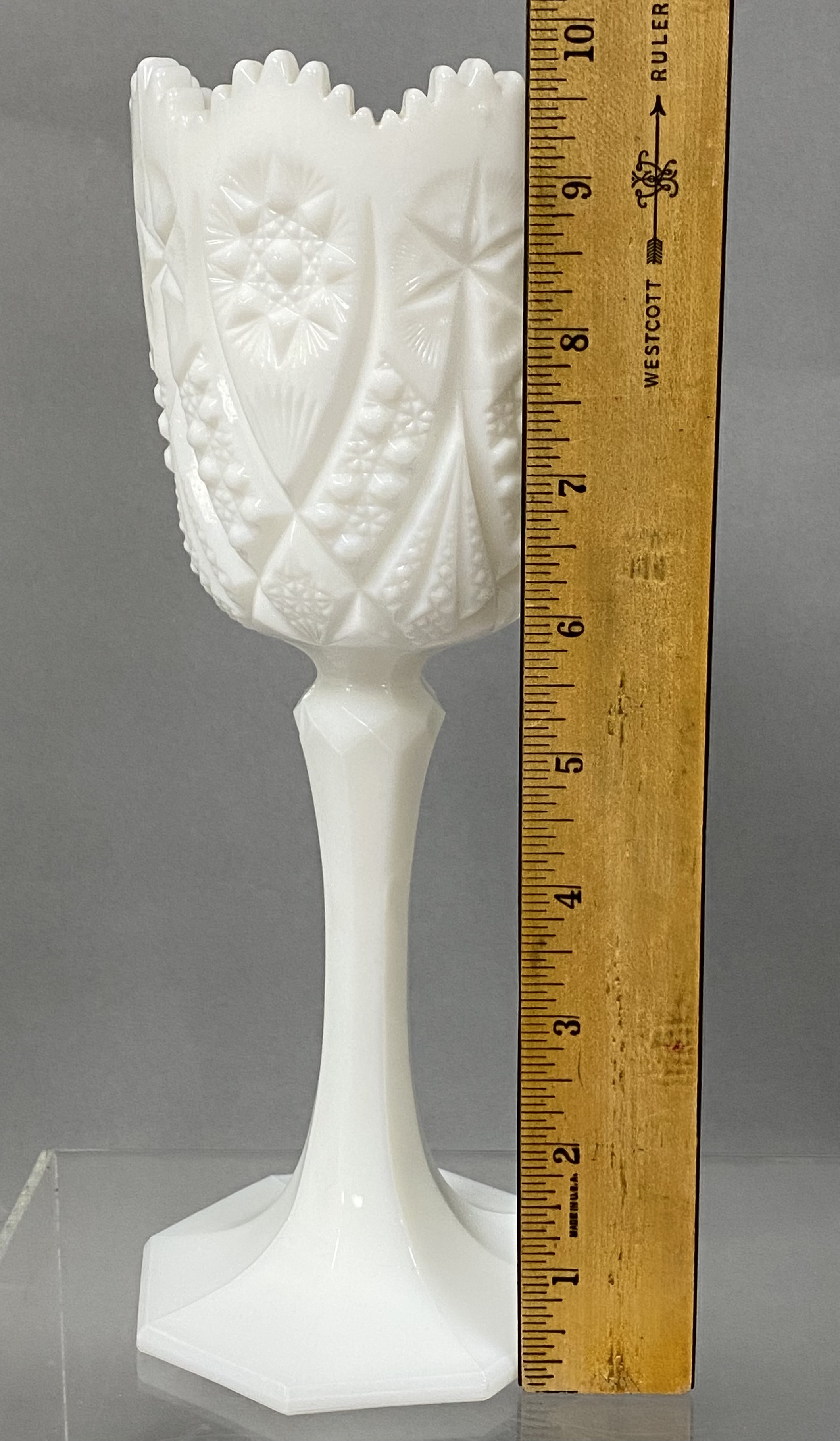 Kemple Yutec Pattern Milk Glass Chalice
