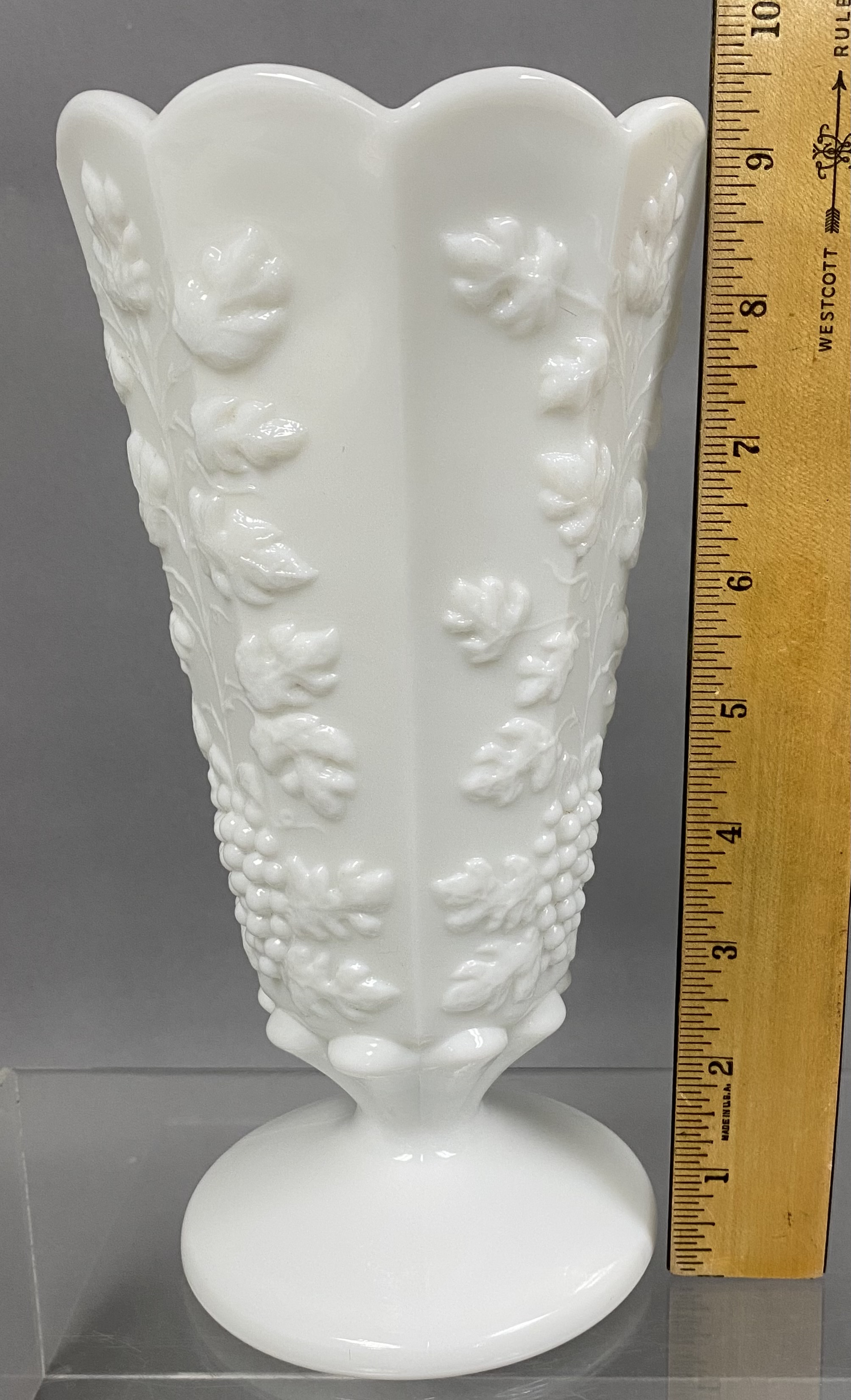 Westmoreland Paneled Grape Milk Glass Vase