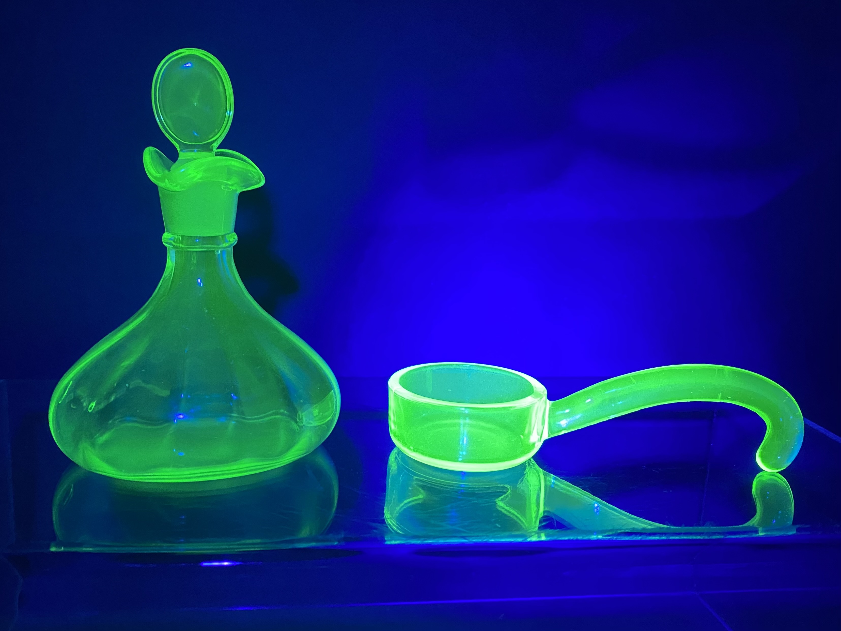 Two Uranium Glass Serving Pieces