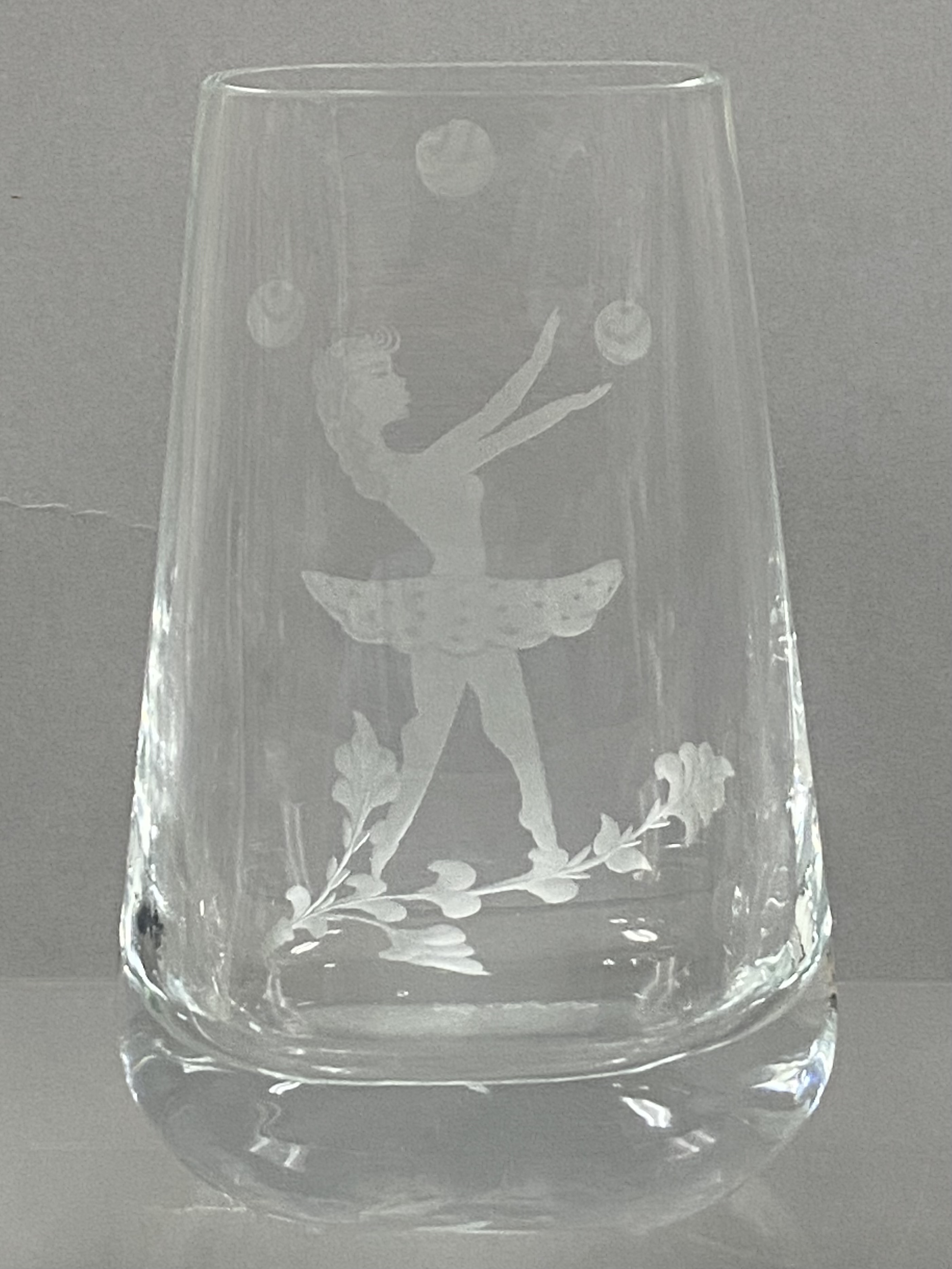 Kosta Engraved Crystal Ballerina Vase