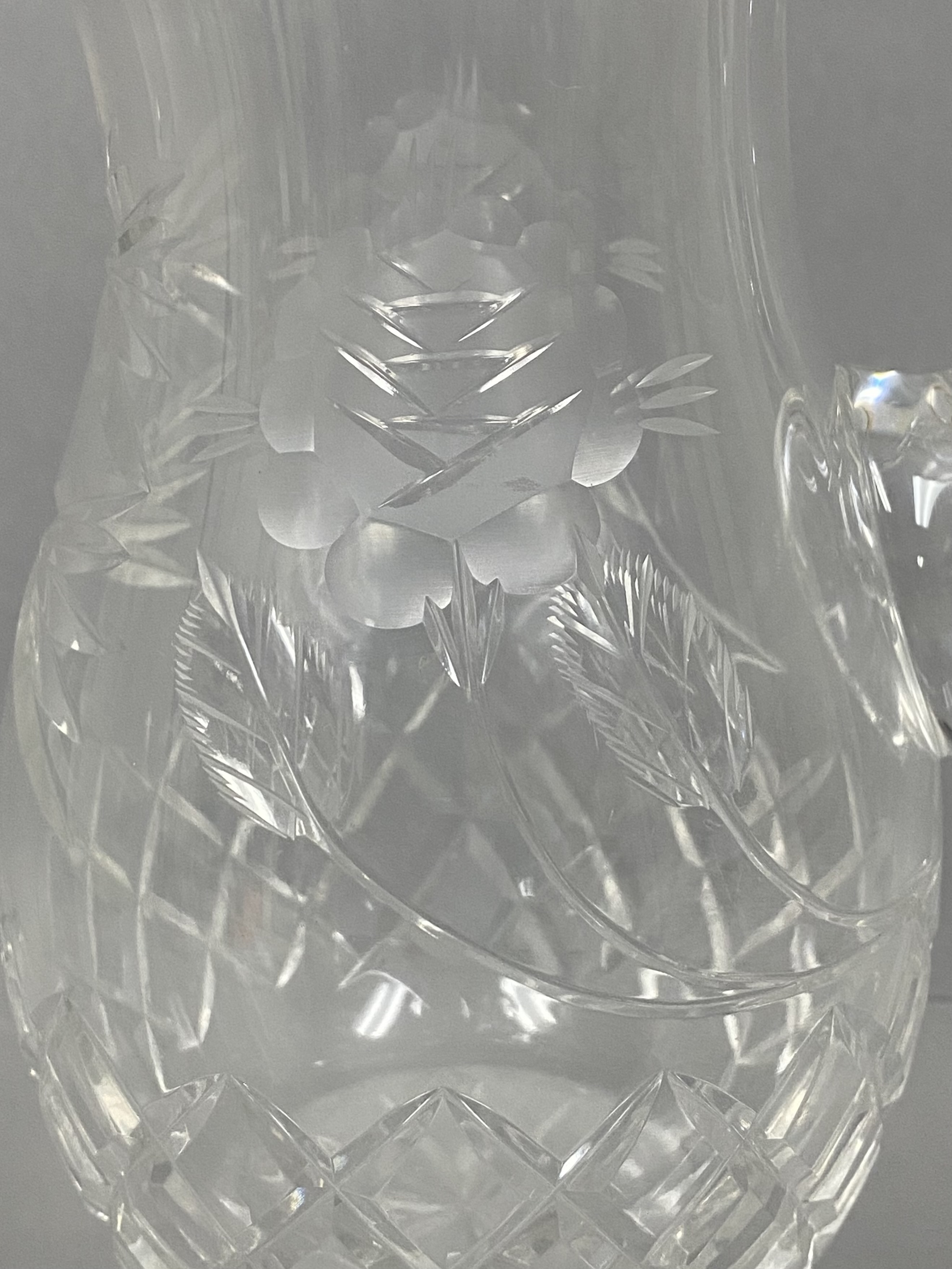 Cut Crystal Floral Intaglio Pitcher