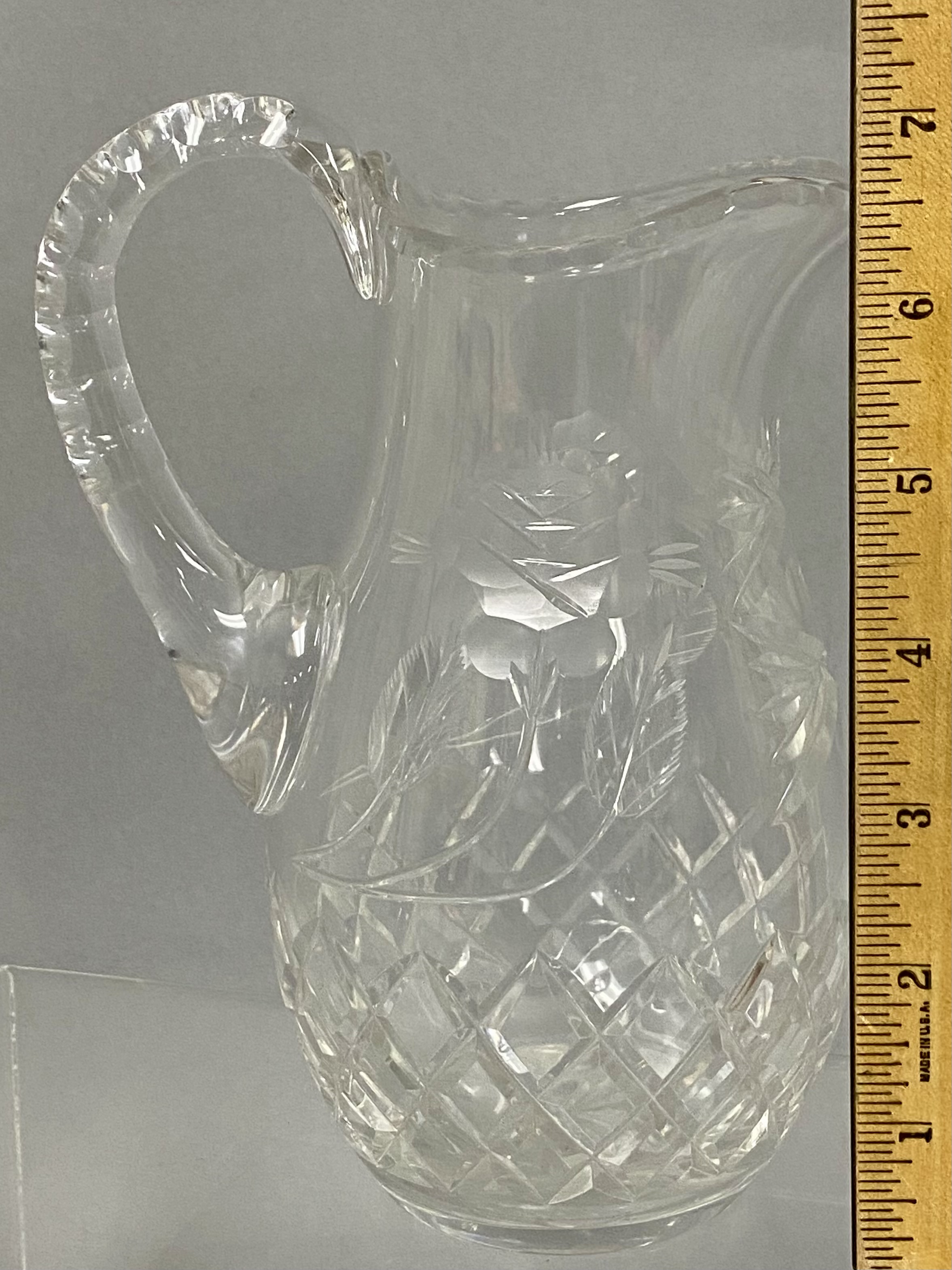 Cut Crystal Floral Intaglio Pitcher