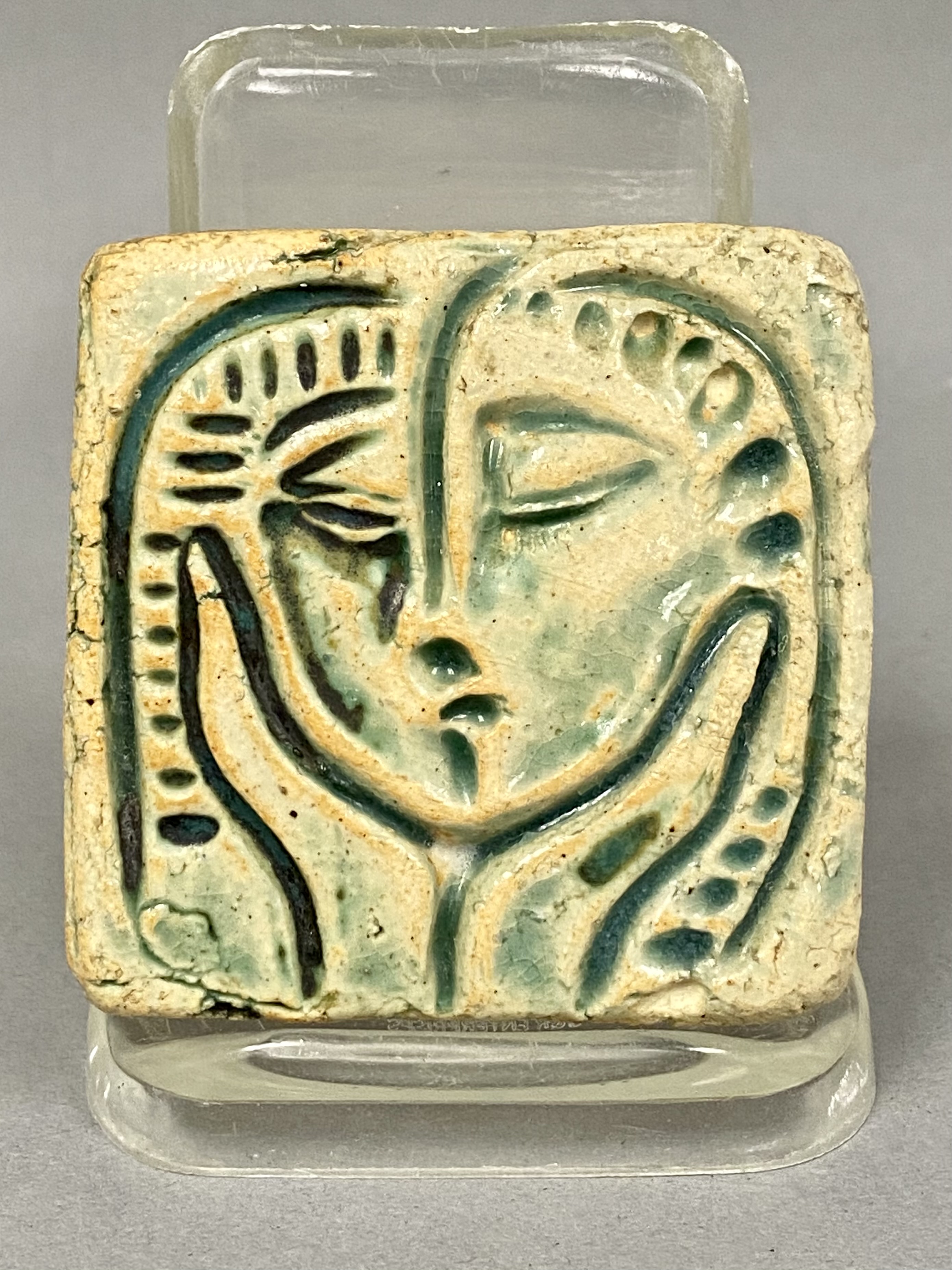 Pewabic Pottery Modernist Face Tile