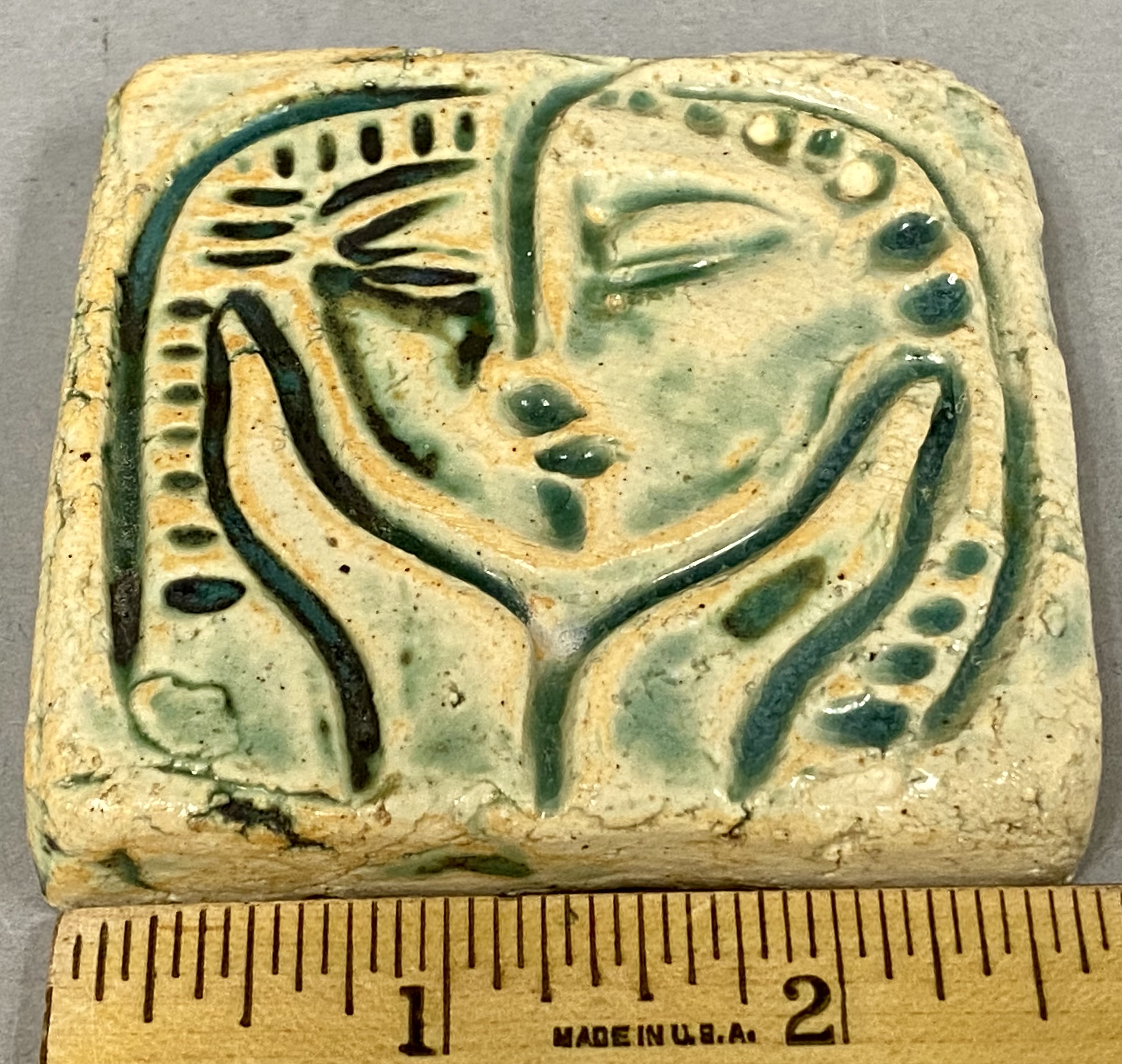 Pewabic Pottery Modernist Face Tile
