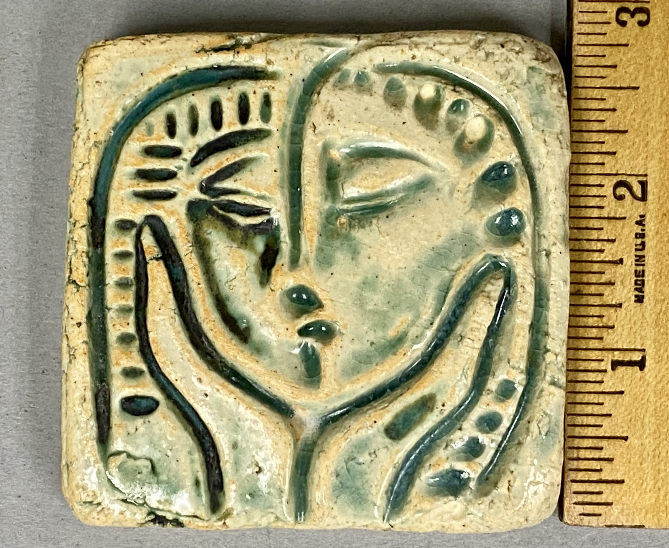 Pewabic Pottery Modernist Face Tile