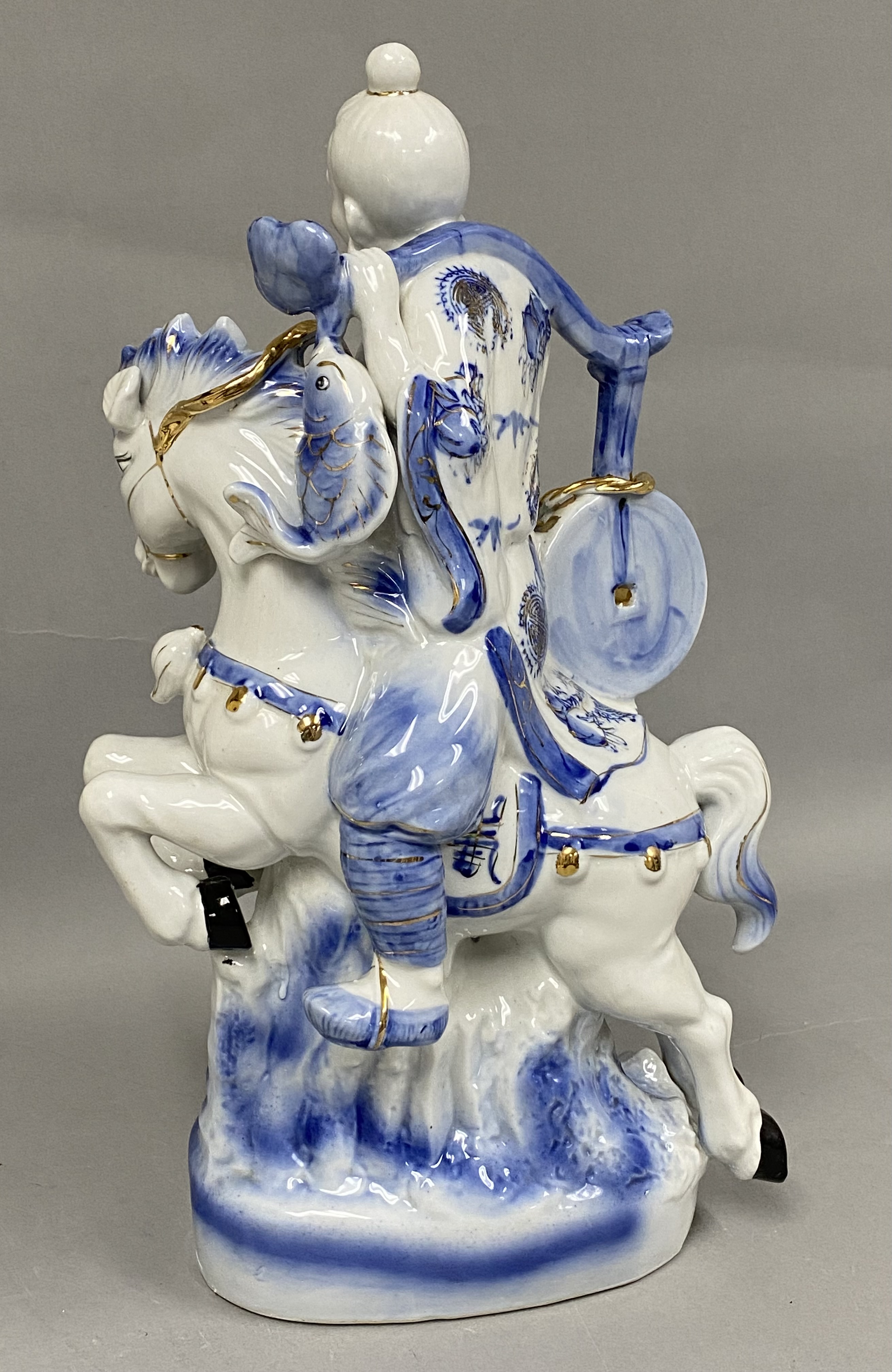 Chinese Gilt Porcelain Sage Riding Horse
