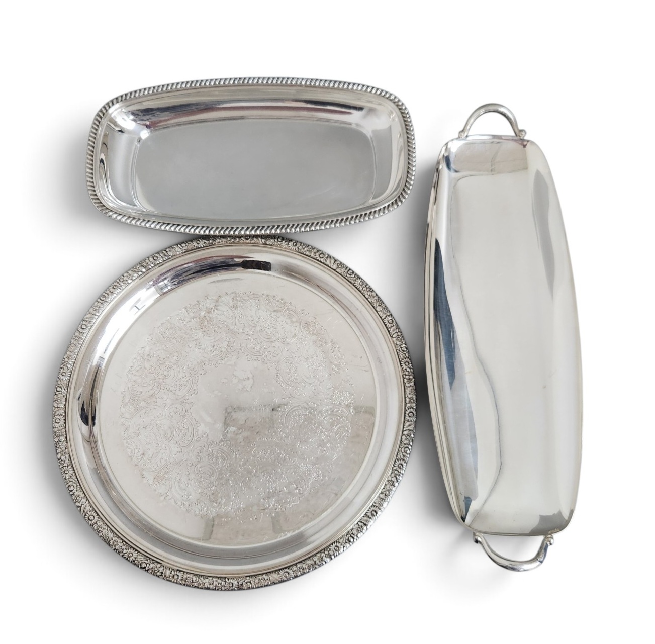 Three American Silver-Plated Serving Trays
