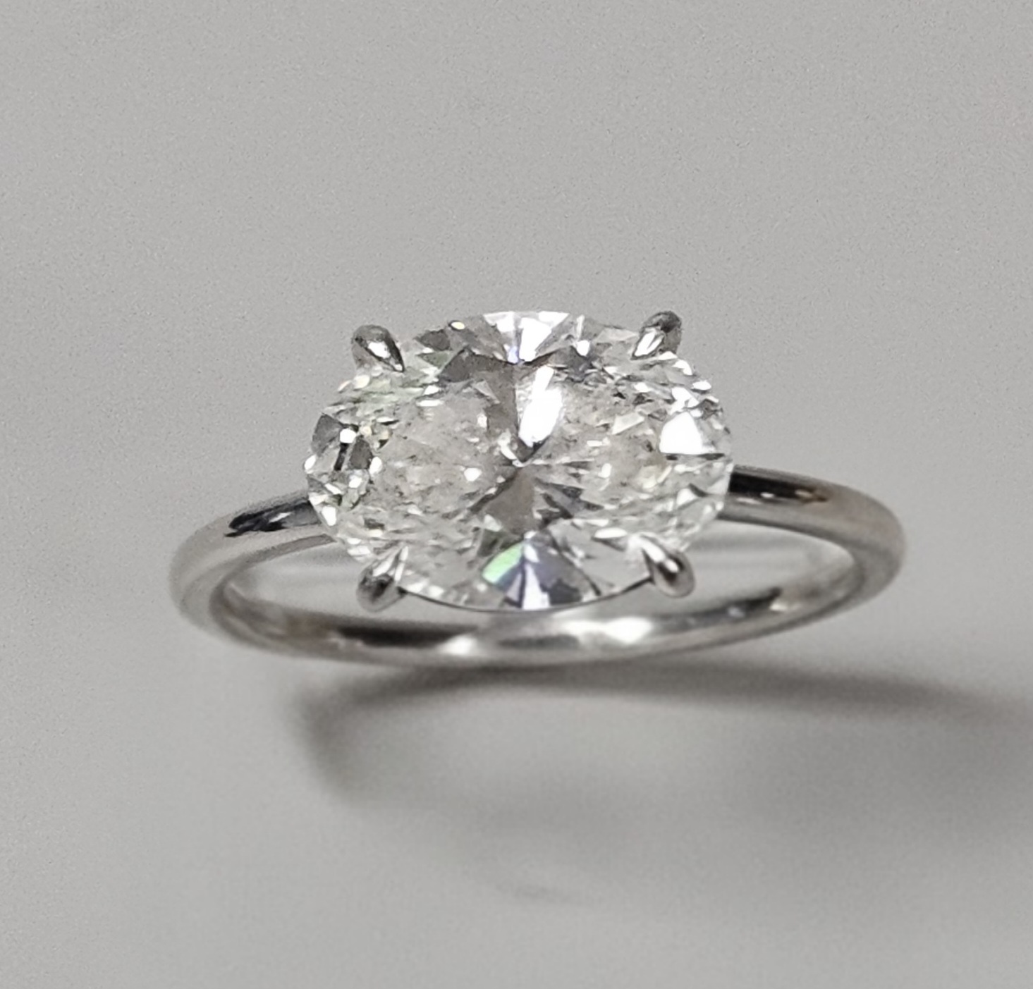 Platinum Oval Lab Grown Diamond Ring 5.4 Grams