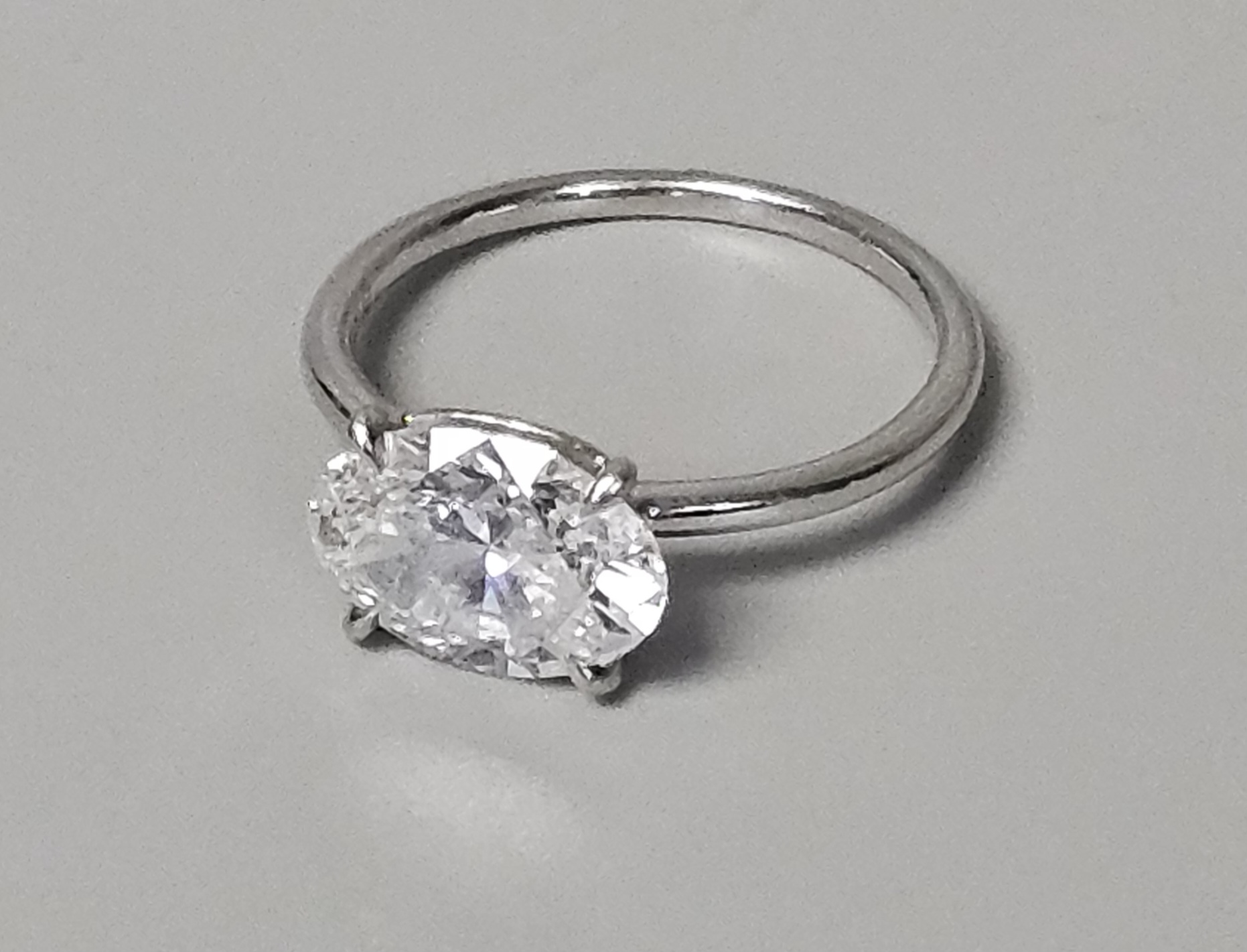 Platinum Oval Lab Grown Diamond Ring 5.4 Grams