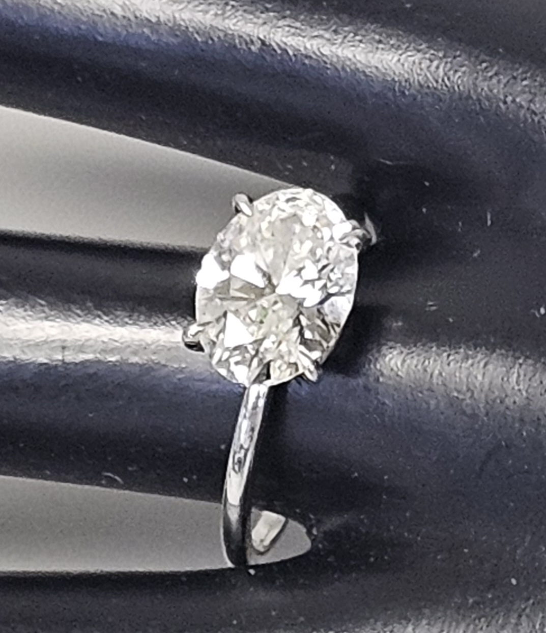 Platinum Oval Lab Grown Diamond Ring 5.4 Grams