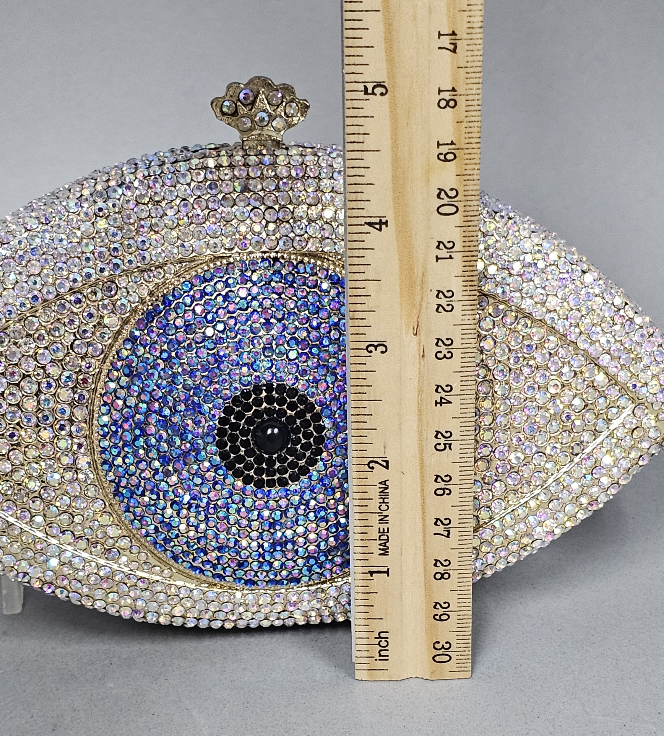 Rhinestone Evil Eye Novelty Clutch